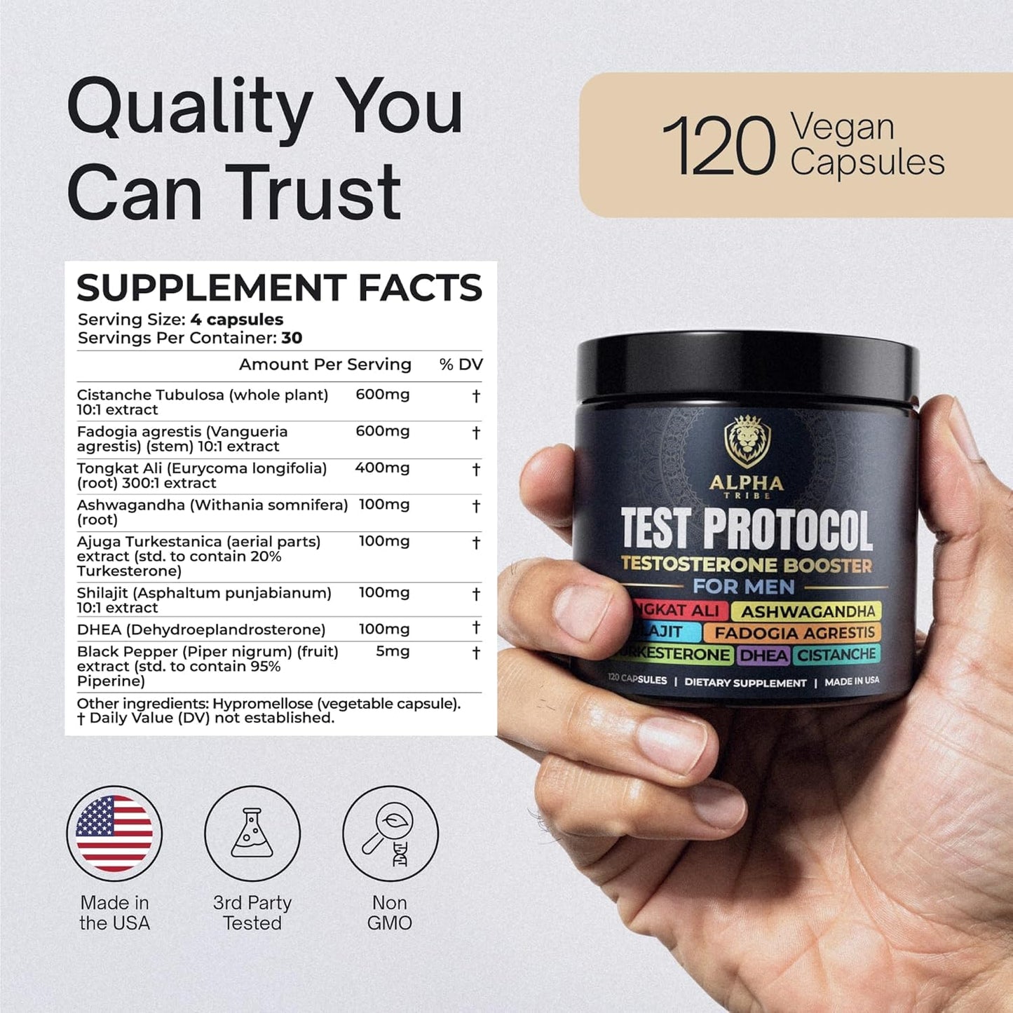 Alpha Tribe Test Protocol Elite Natural Testosterone for Men Capsules 1080