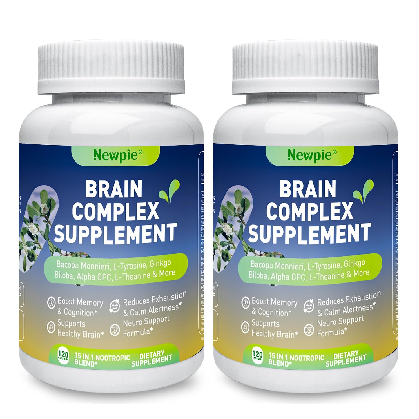 Newpie Brain Supplements for Memory & Focus Capsules, 120 Count