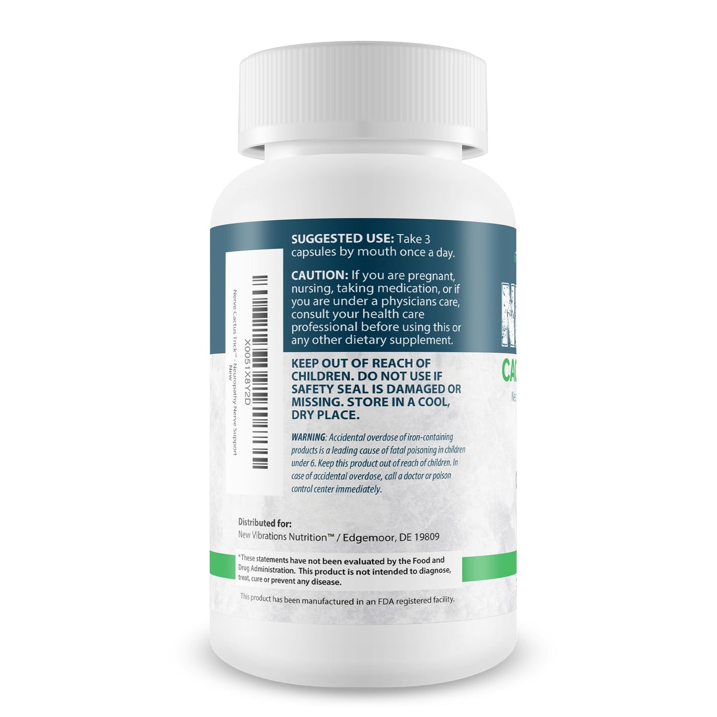 New Vibrations Nutrition Nerve Cactus Trick B12 Nerve Repair Neuropathy Support Capsule, 90 Count