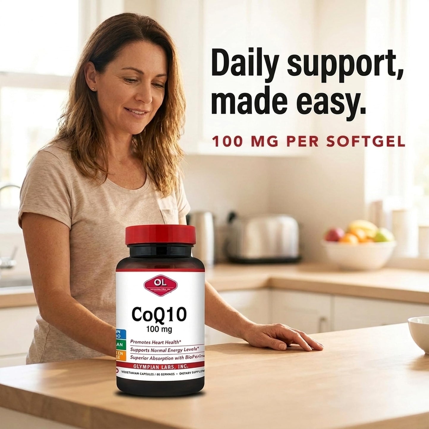 Olympian Labs Coenzyme Q10 100mg Softgel, 90 Count
