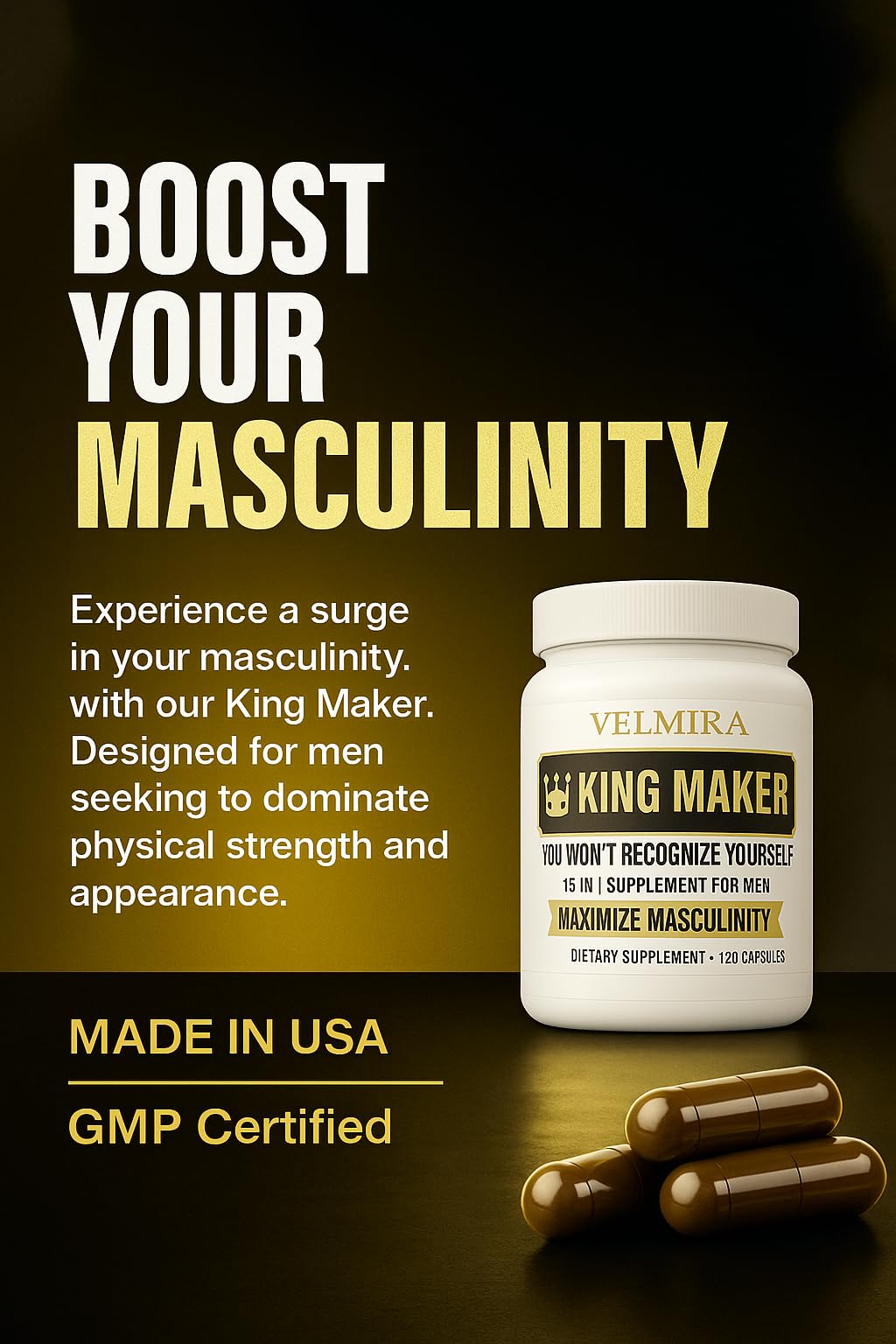 Velmira King Maker 13-in-1 Supplement Capsule 120 Count
