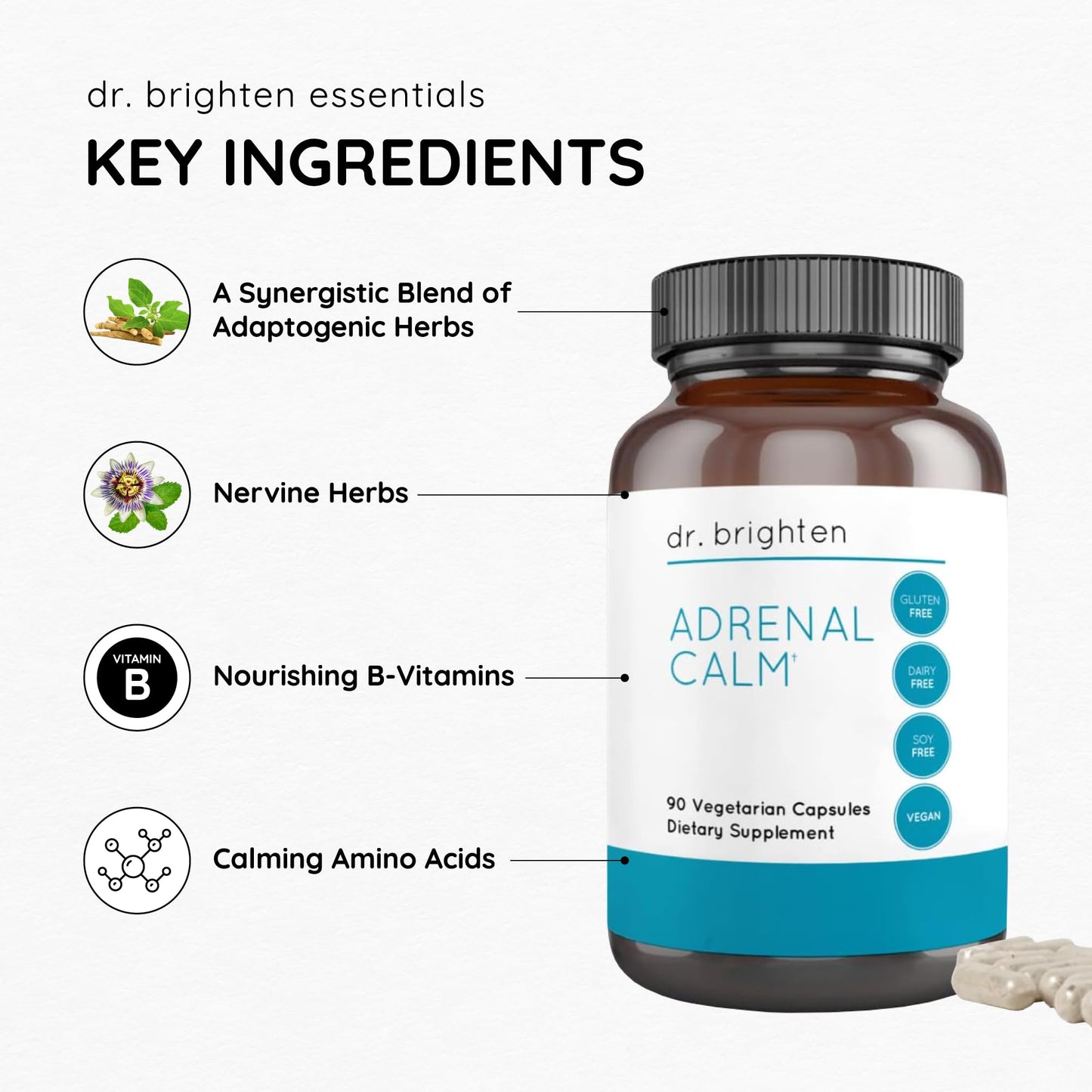 Dr. Brighten Adrenal Calm Capsules, 90 Count
