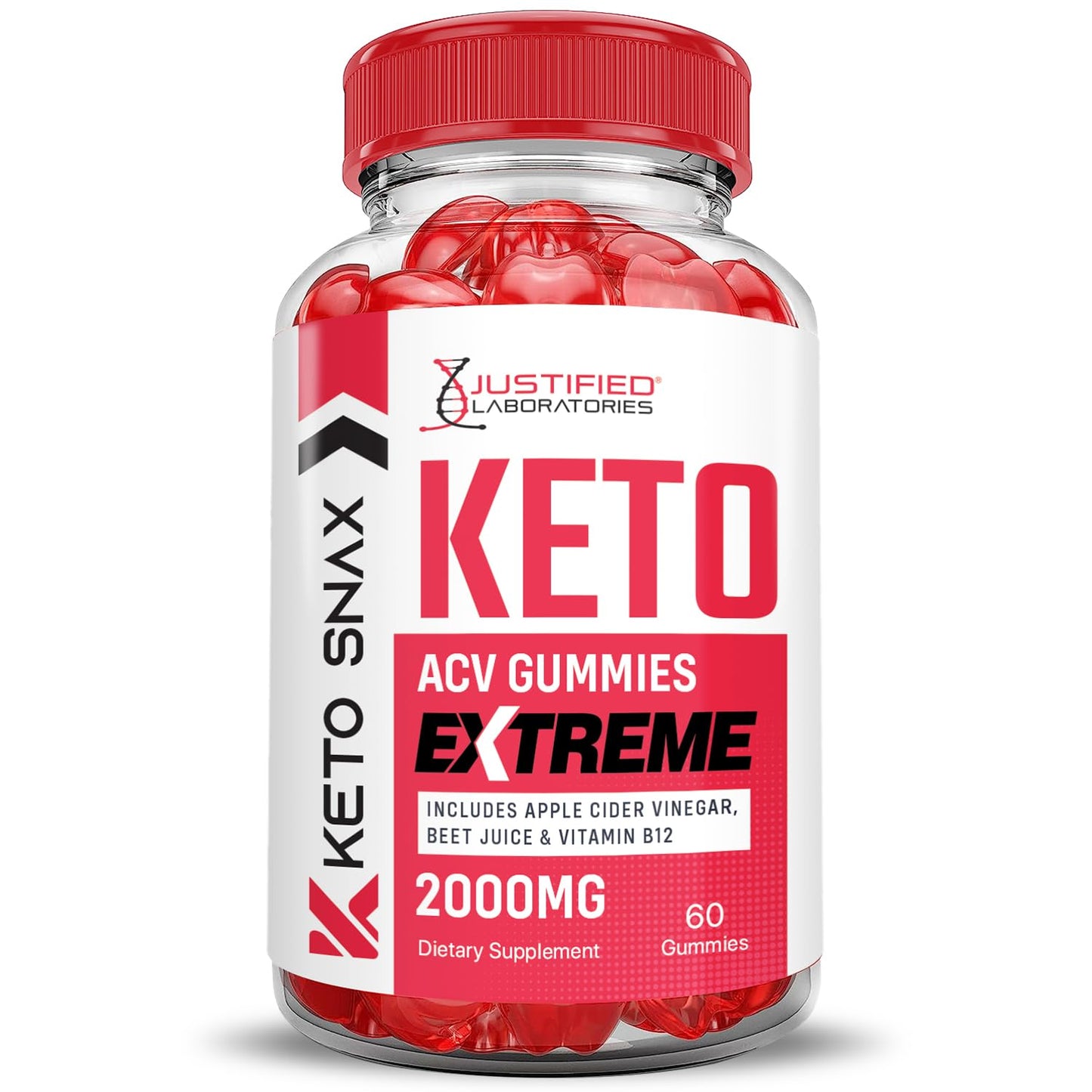 Justified Laboratories Keto Snax Keto ACV Extreme (2000 mg) Gummies 180 Count