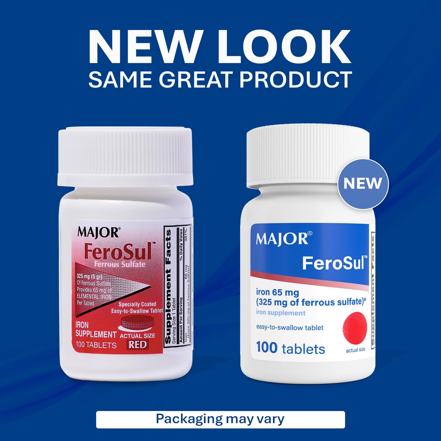 MAJOR Ferosul Ferrous Sulfate 325mg Tablets with 65mg Elemental Iron, 300 Count
