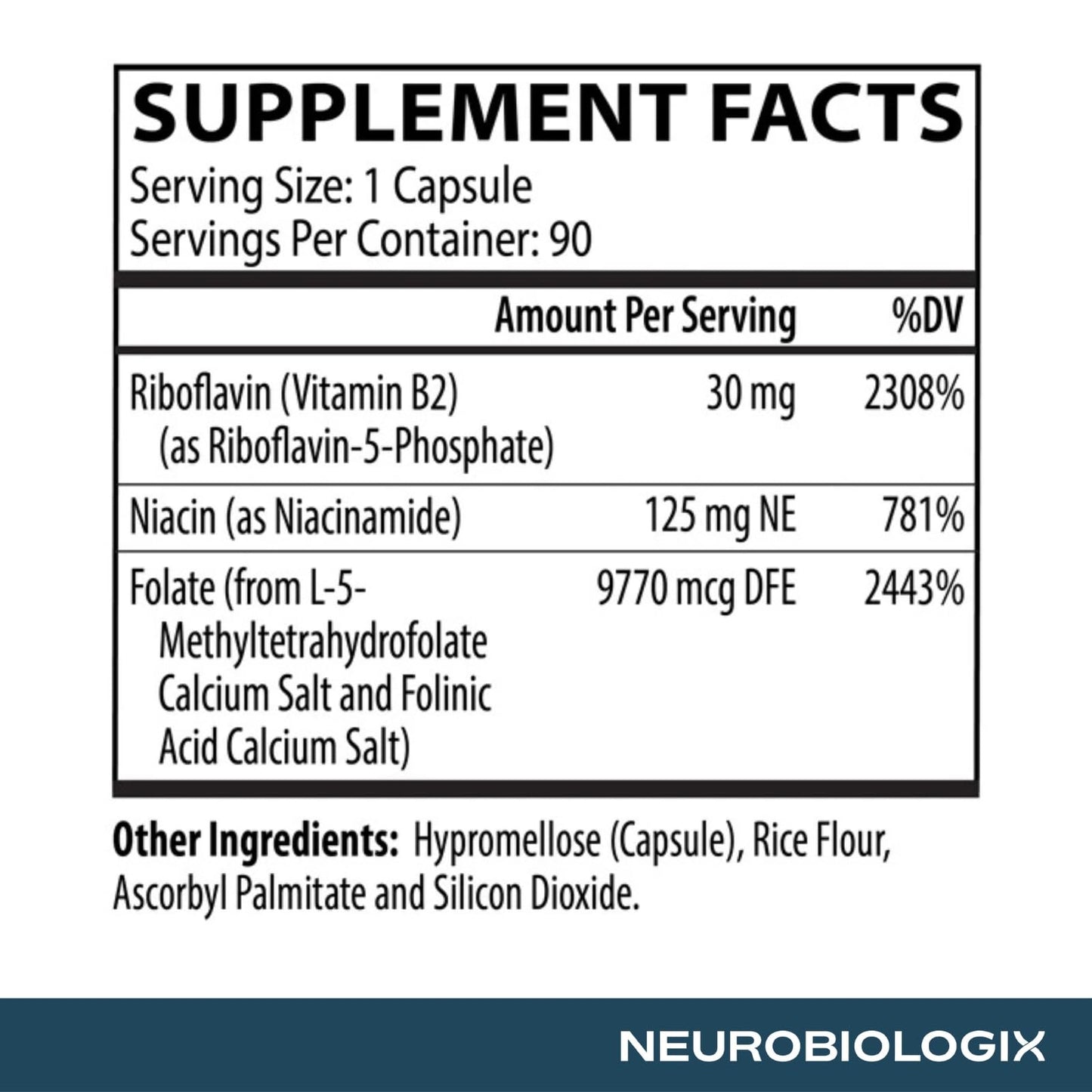 Neurobiologix Methyl Folate Plus, L-5 Methylfolate Capsules 90 Count
