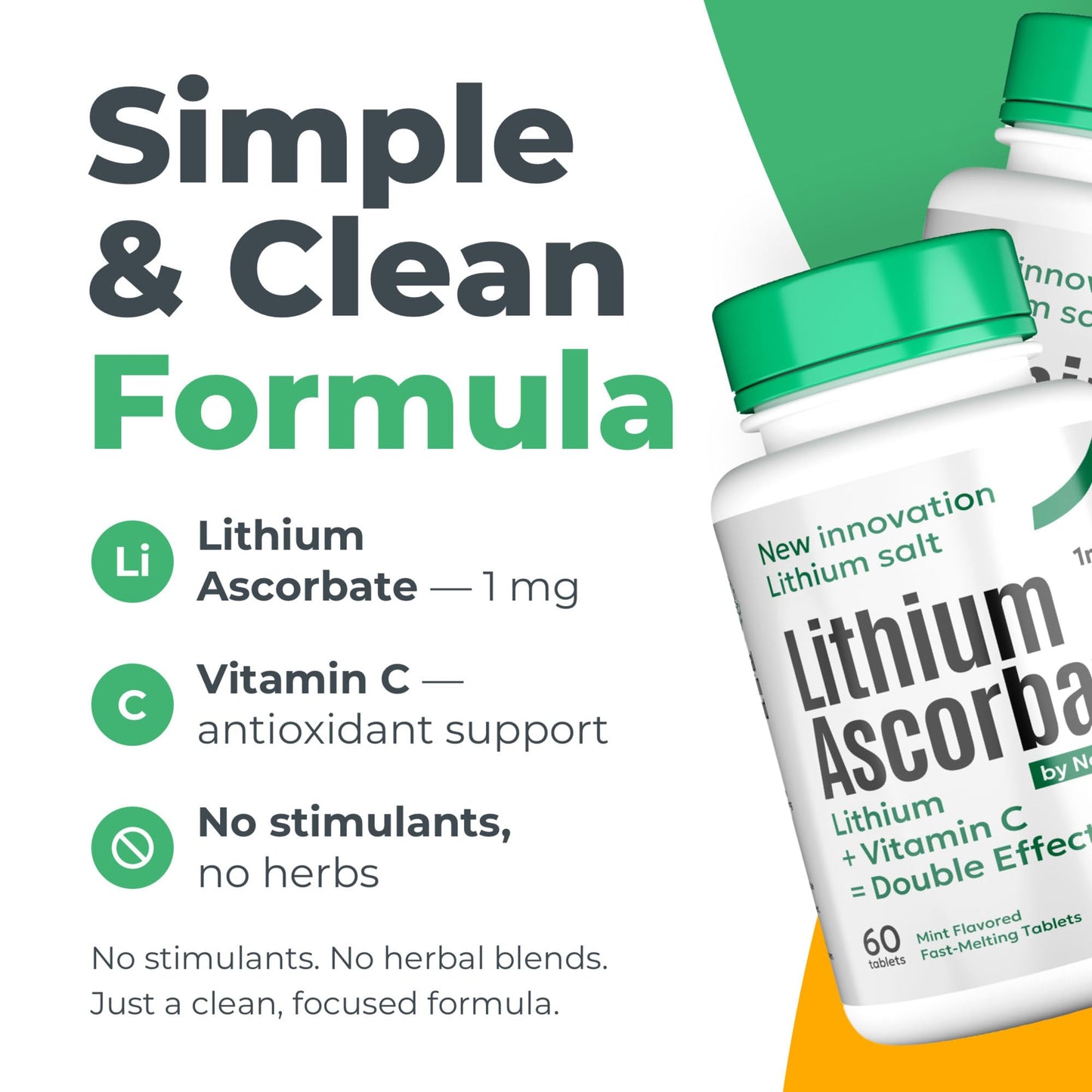 NORMOTIM Low Dose Lithium Supplement 1mg – Lithium Ascorbate Tablets with Vitamin C, 60 Count