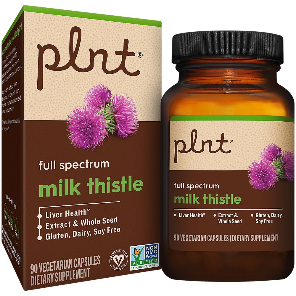 plnt Milk Thistle for Liver Health - Full Spectrum Extract & Whole Seed Capsules, 90 Count