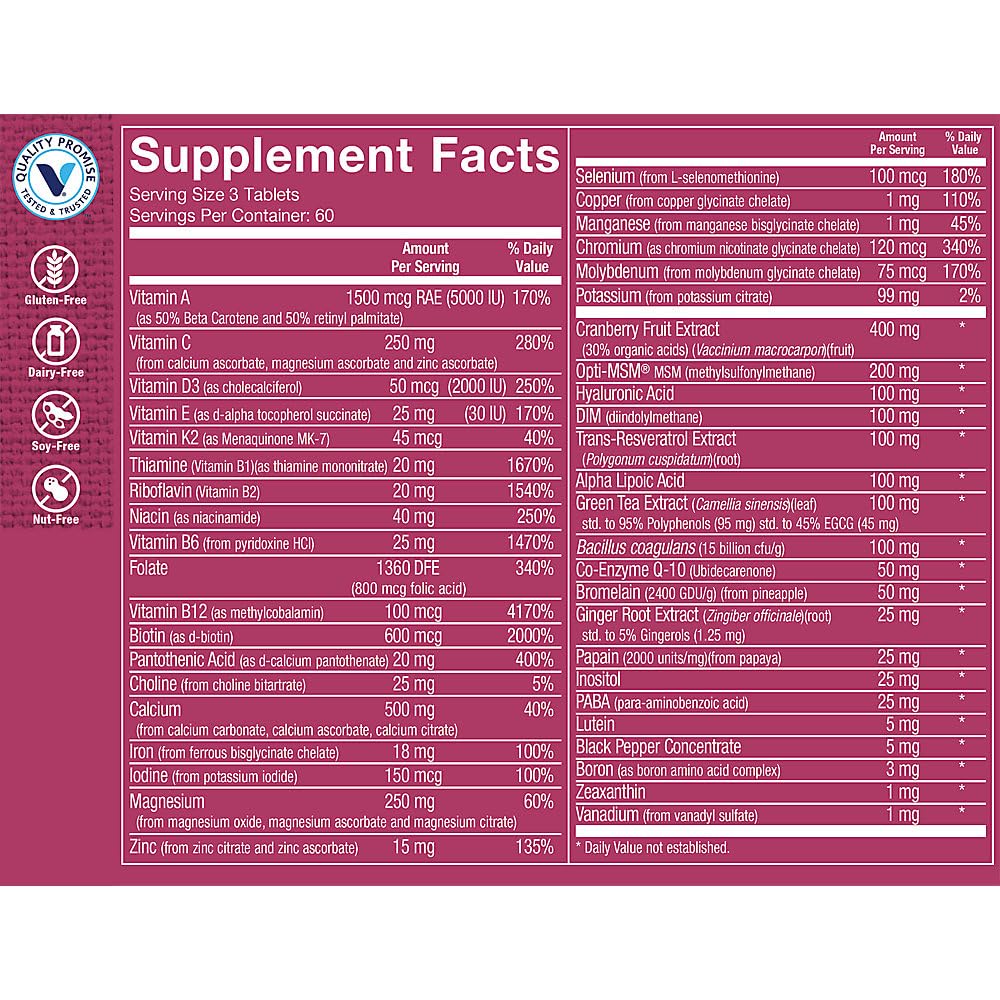 The Vitamin Shoppe Ultimate Woman’s Gold Multivitamin with Iron, B Vitamins & Vitamin D3, 180 Tablets