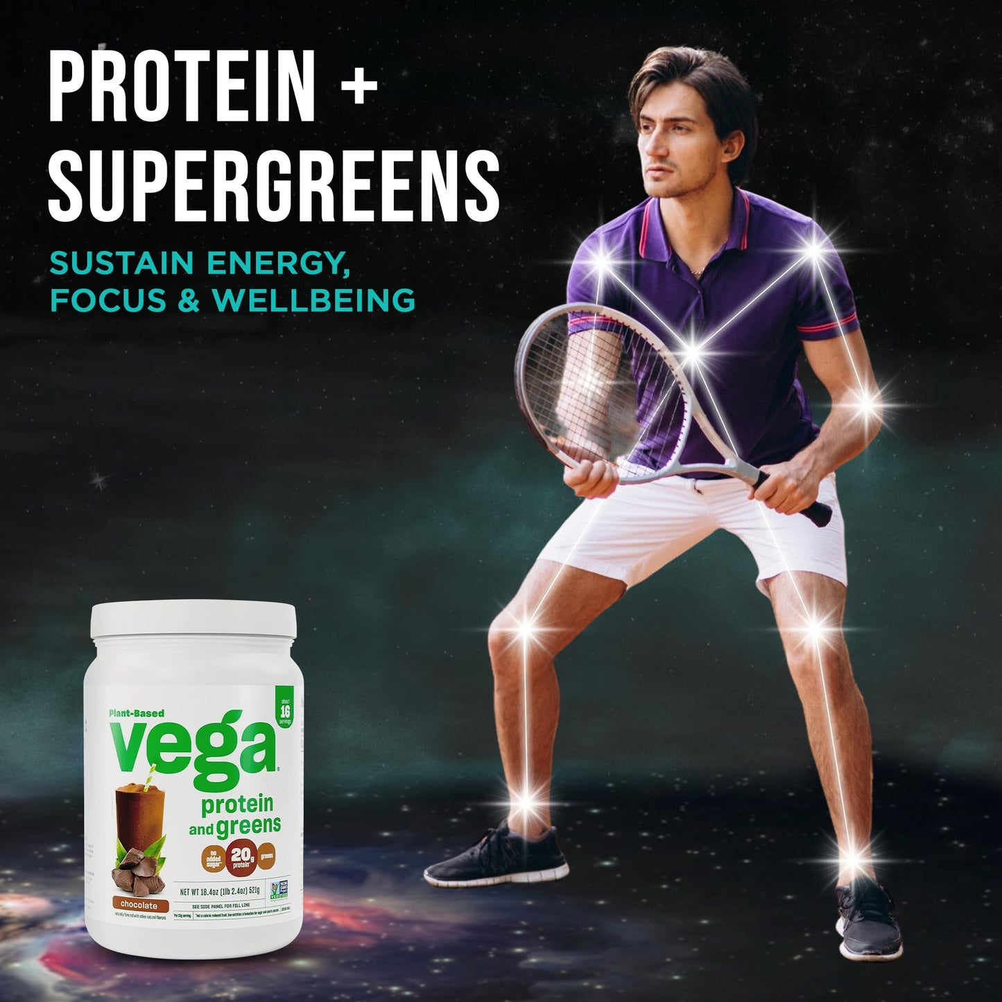 Vega Premium Protein + Supergreens Protein Powder, Chocolate 18.4