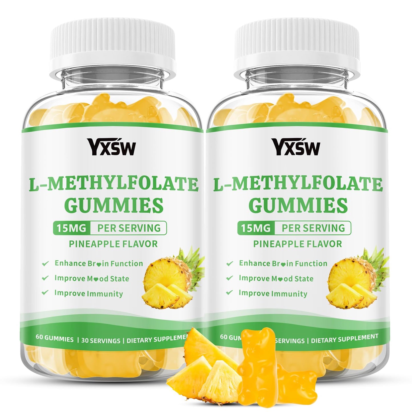 YXSW L-Methylfolate Gummies 15mg, 120 Count