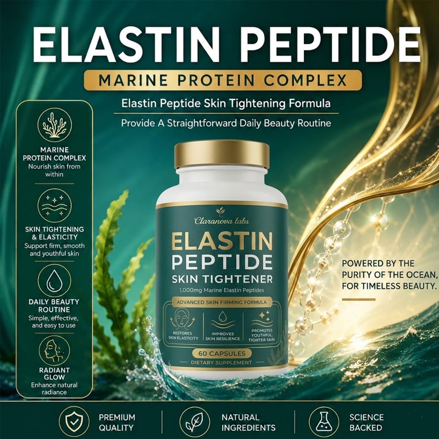 Claranova Elastin Peptides Skin Tightening Formula Capsules 60