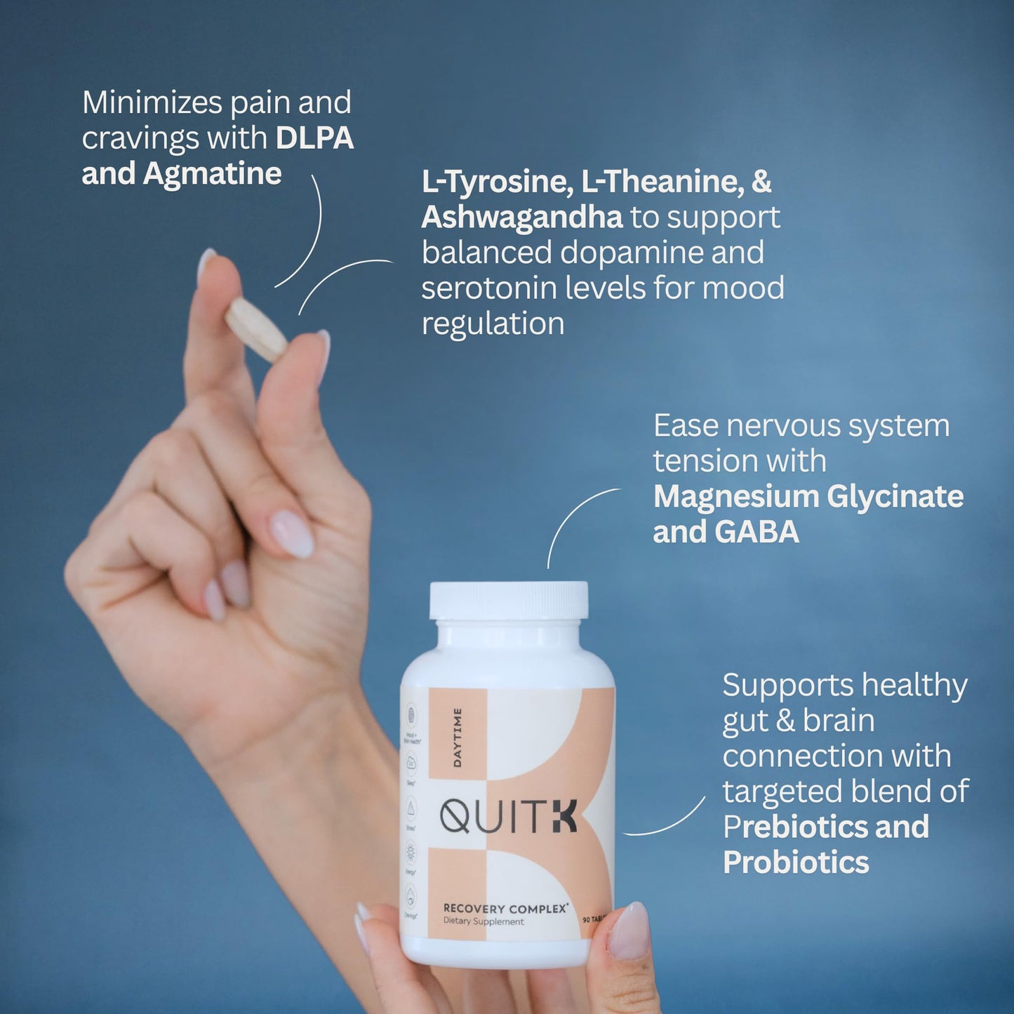 QuitK Withdrawal and Detox Support Recovery Complex Daytime Capsules 120