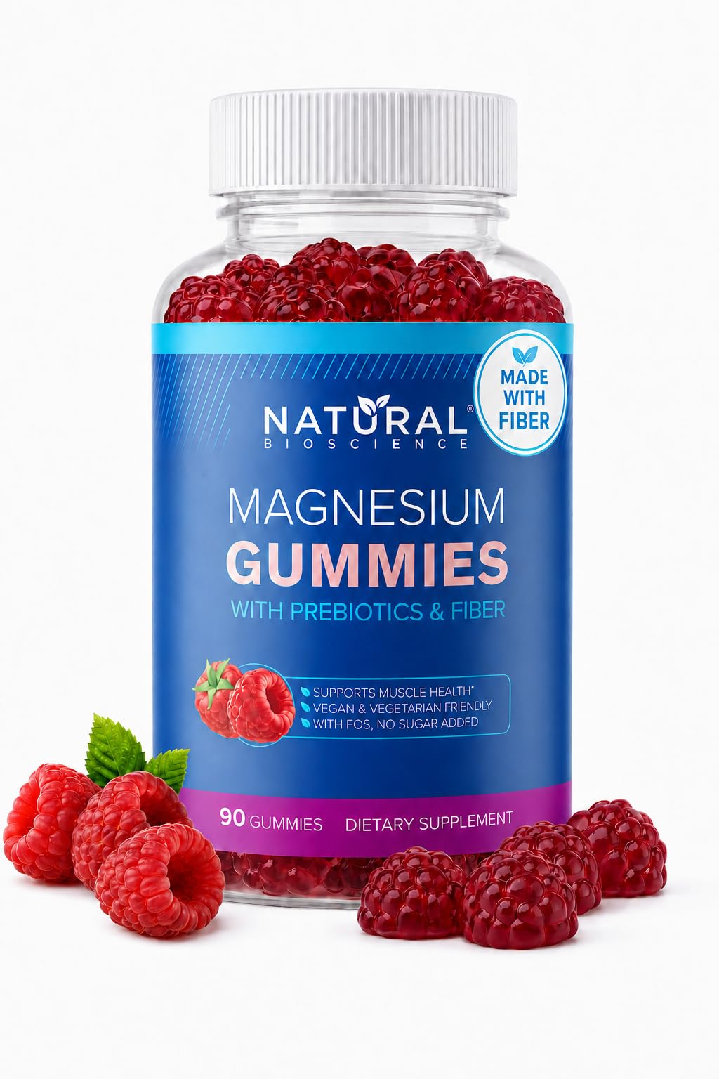 Natural BioScience Magnesium Citrate Gummies 120 mg Elemental, Sugar Free, Vegan, 90 Gummies
