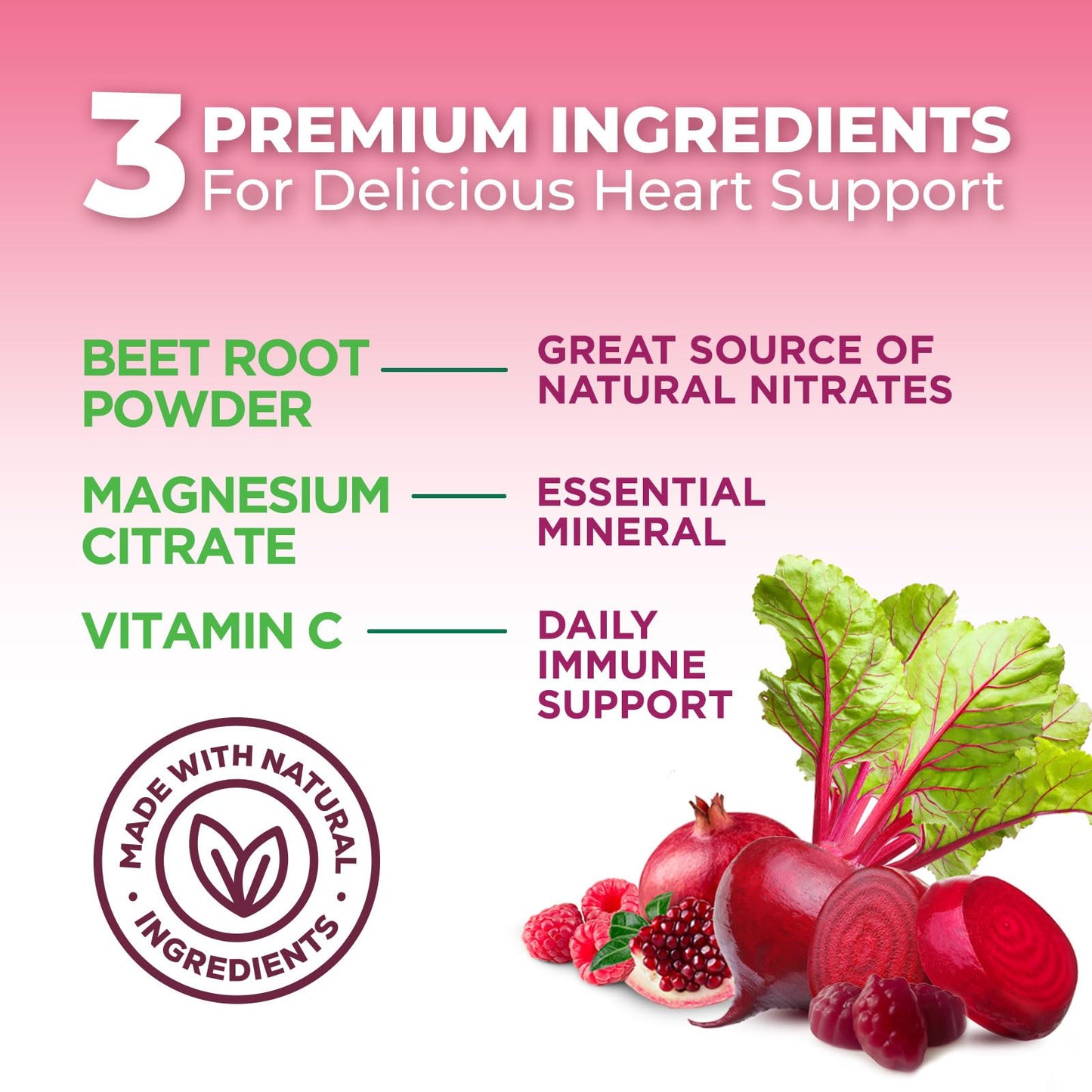 Nature's Nutrition Beet Root Gummies, 60 Count