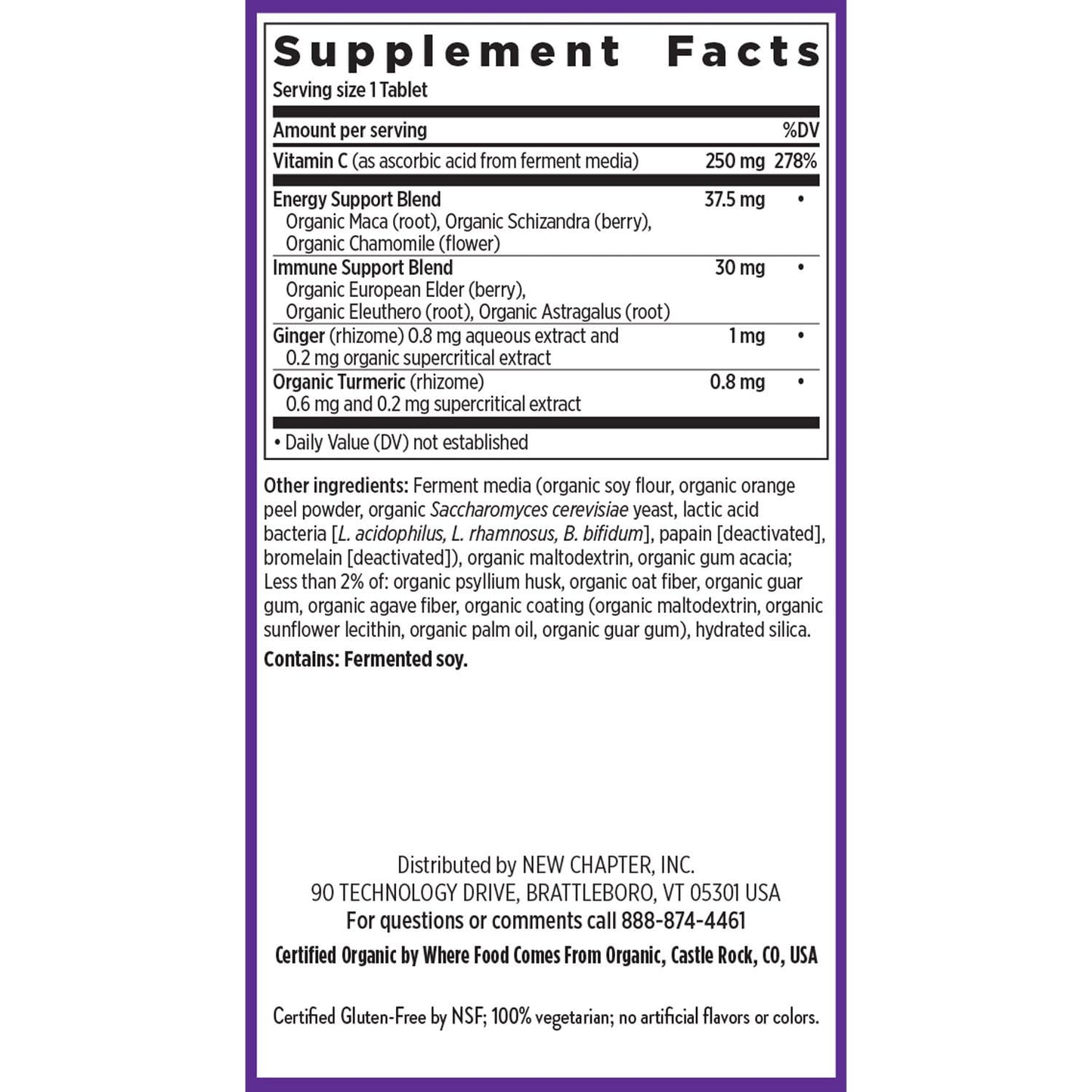 New Chapter Vitamin C Immune Defense Supplement + Elderberry Tablet, 90 Count