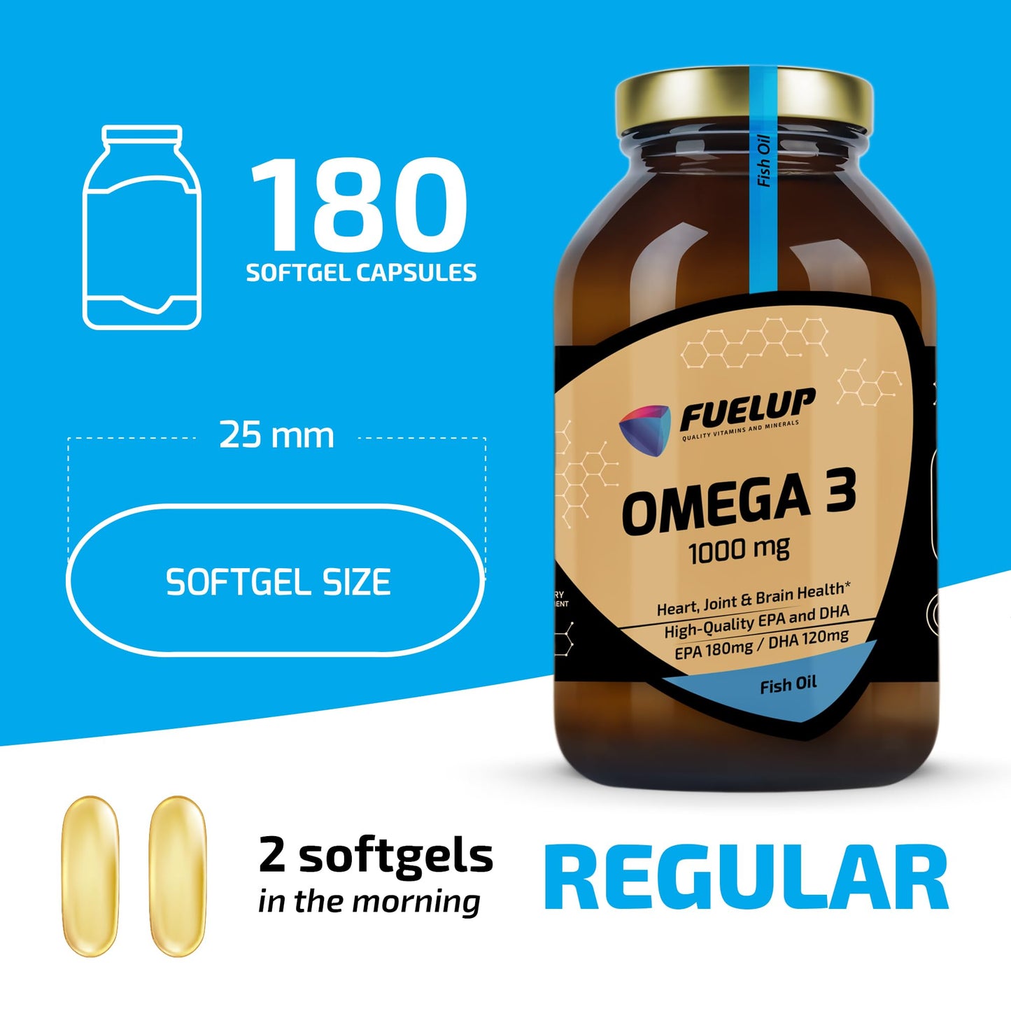 Fuelup Omega 3 (TG) 1000 mg Softgels, 180 Softgels