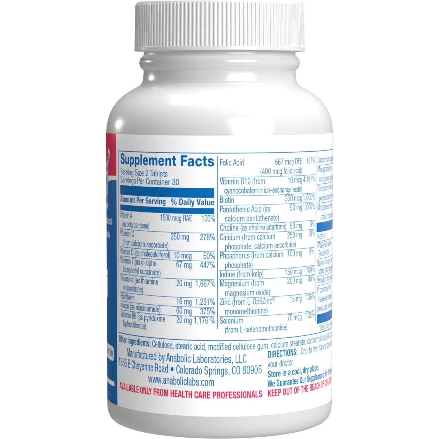Anabolic Laboratories 30-In-1 Adult Multivitamin Without Iron Tablet, 1 Tablet