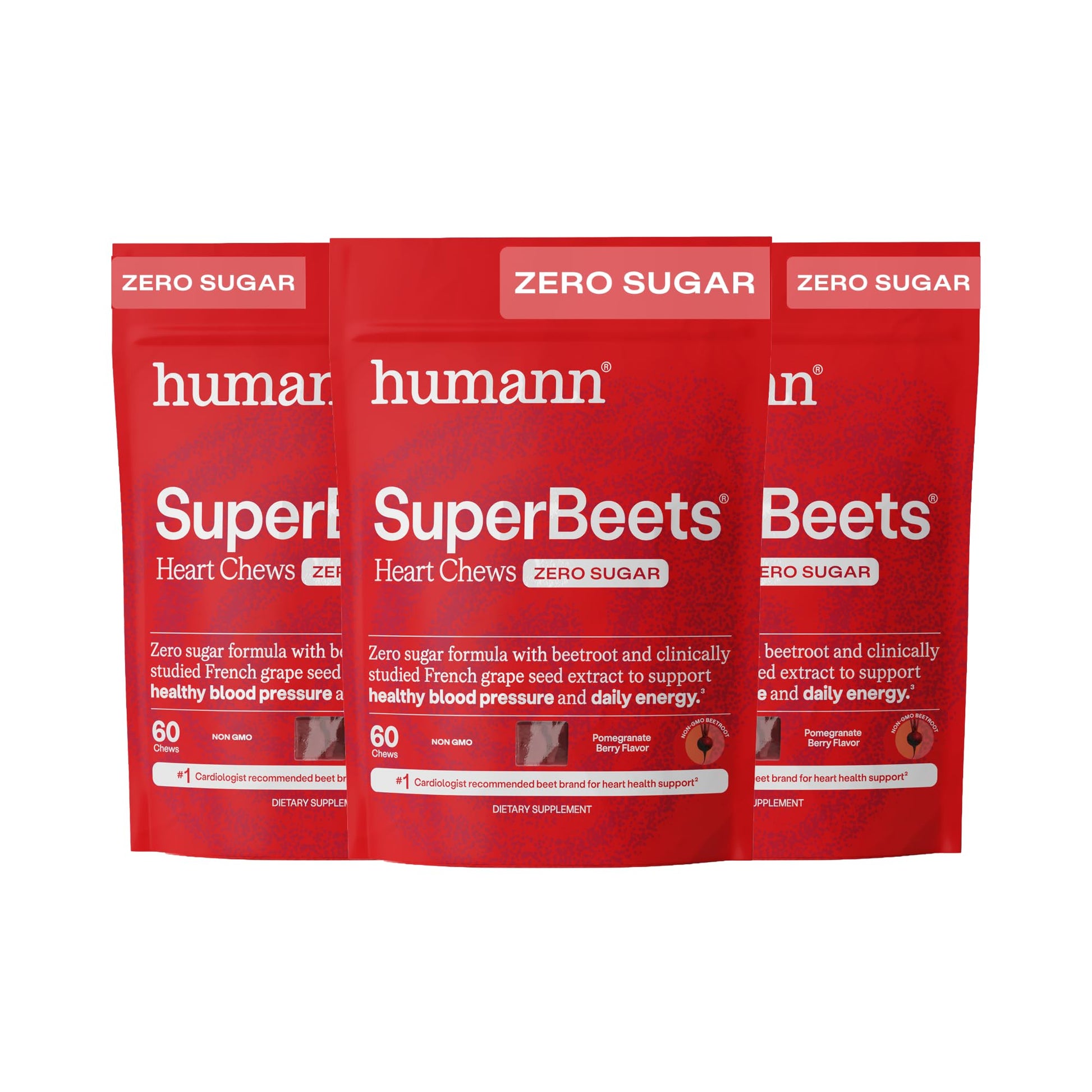 HumanN SuperBeets Heart Chews Beet Root Supplement 180 Count