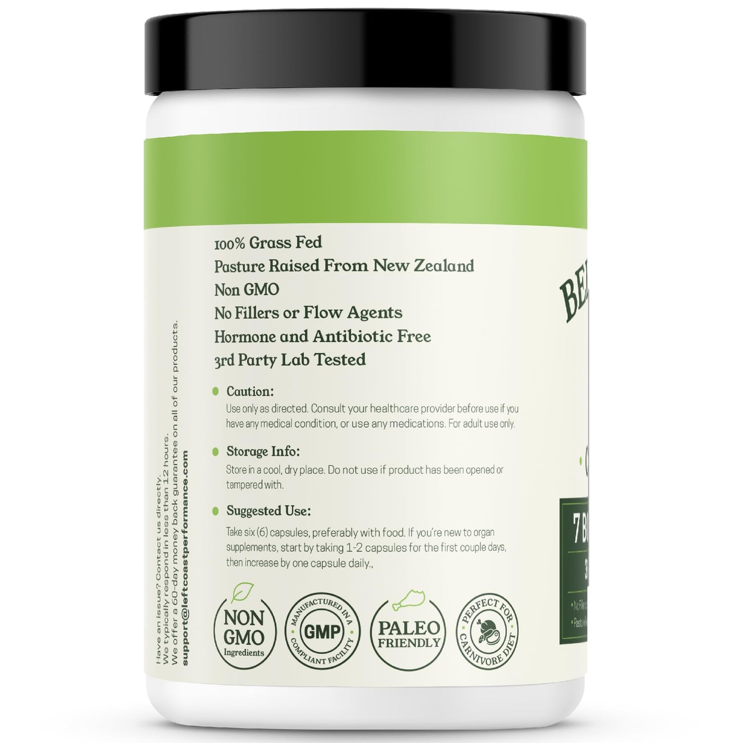 Left Coast Performance Beef Organ Supplement Capsules, 360 Count