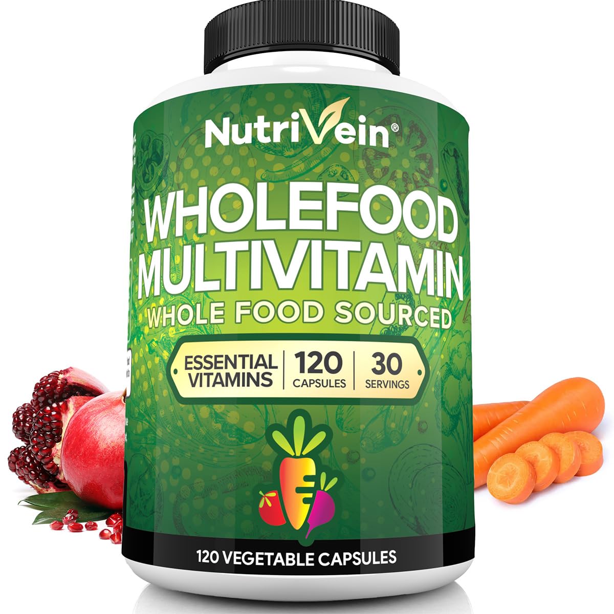 Nutrivein Whole Food Multivitamin for Men & Women 120 Capsules