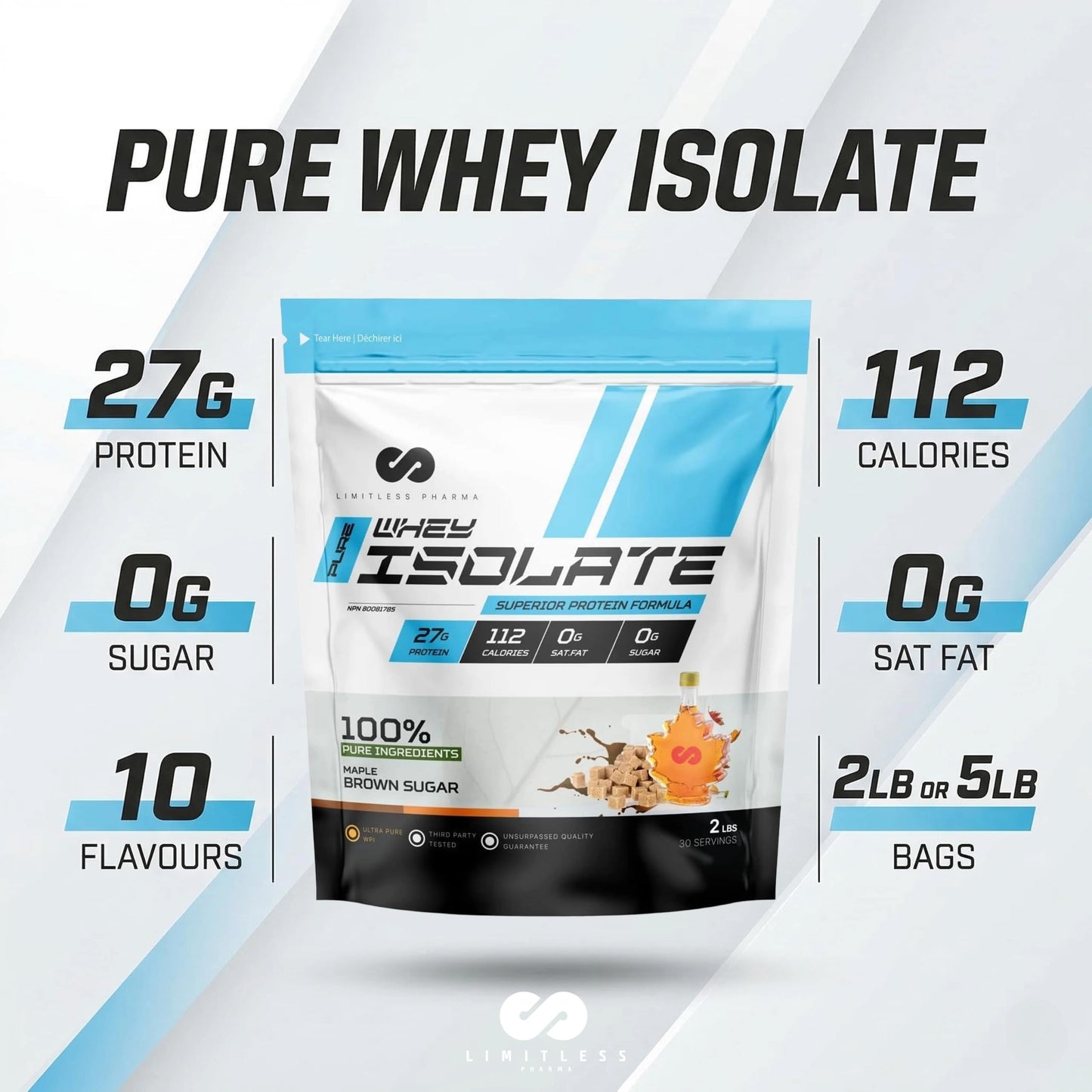 Limitless Pharma Pure Whey Isolate Powder (Chocolate Whipped Caramel), 80 Servings