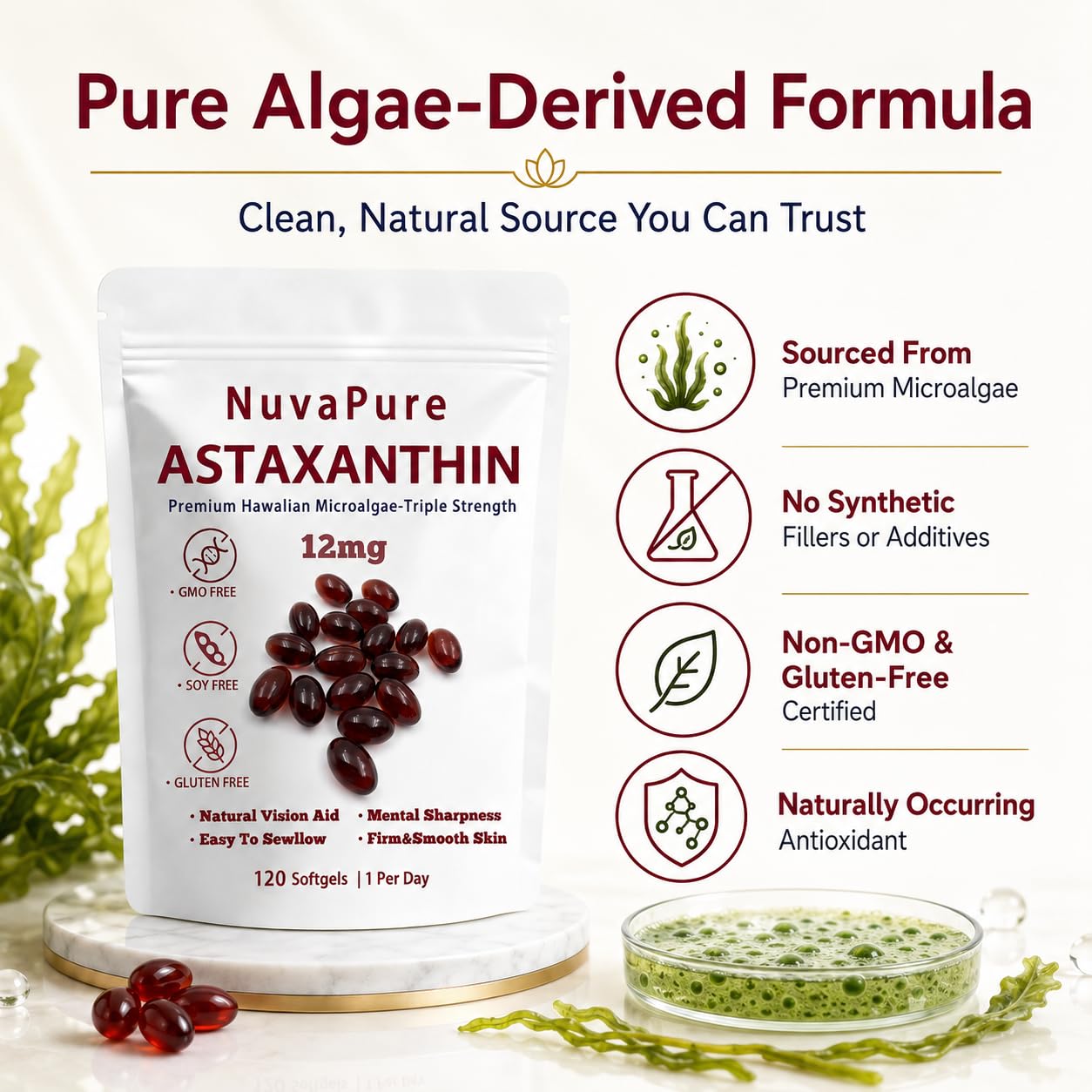 Glowdrop NuvaPure Astaxanthin Softgel 120 Count