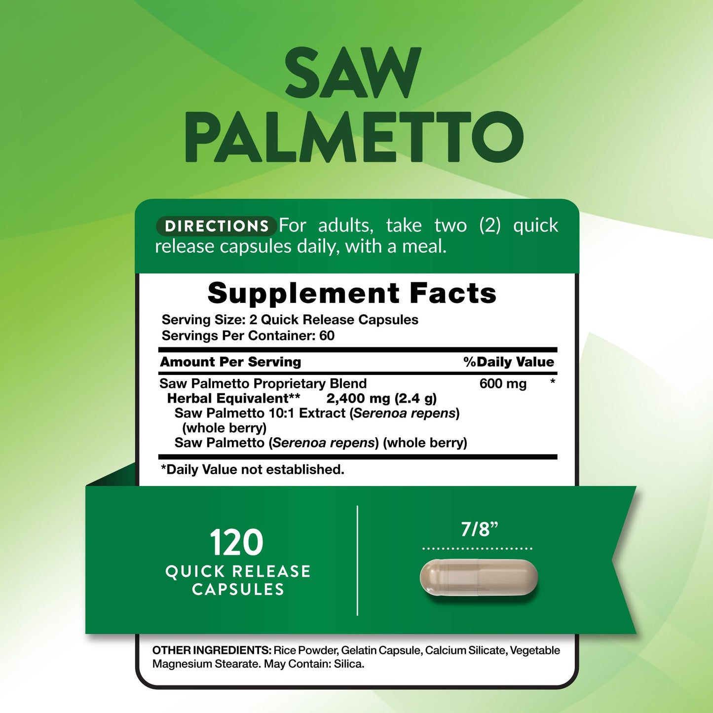 Nature's Truth Saw Palmetto Extract Capsules 120 Count