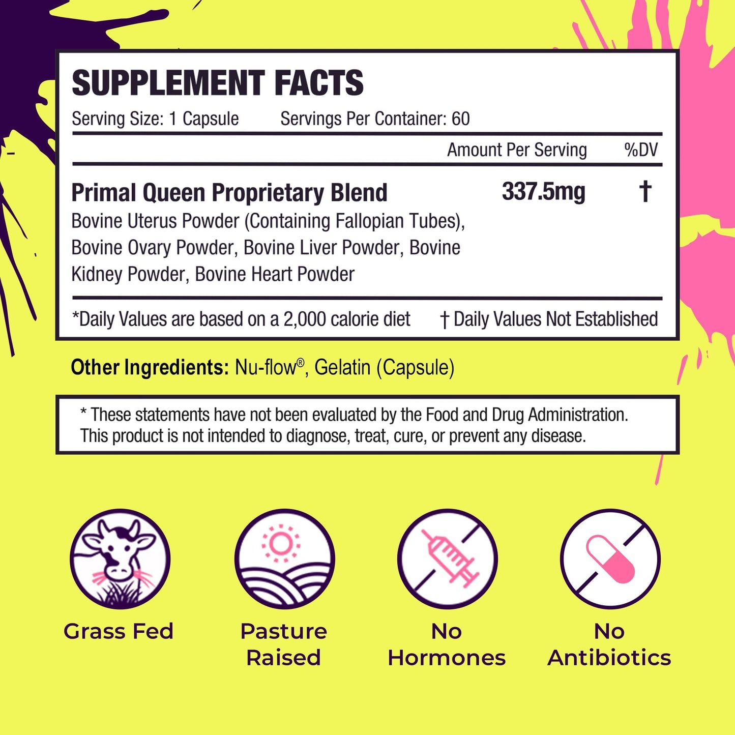 Primal Queen Beef Organ Liver Kidney Heart Capsules 120 Count