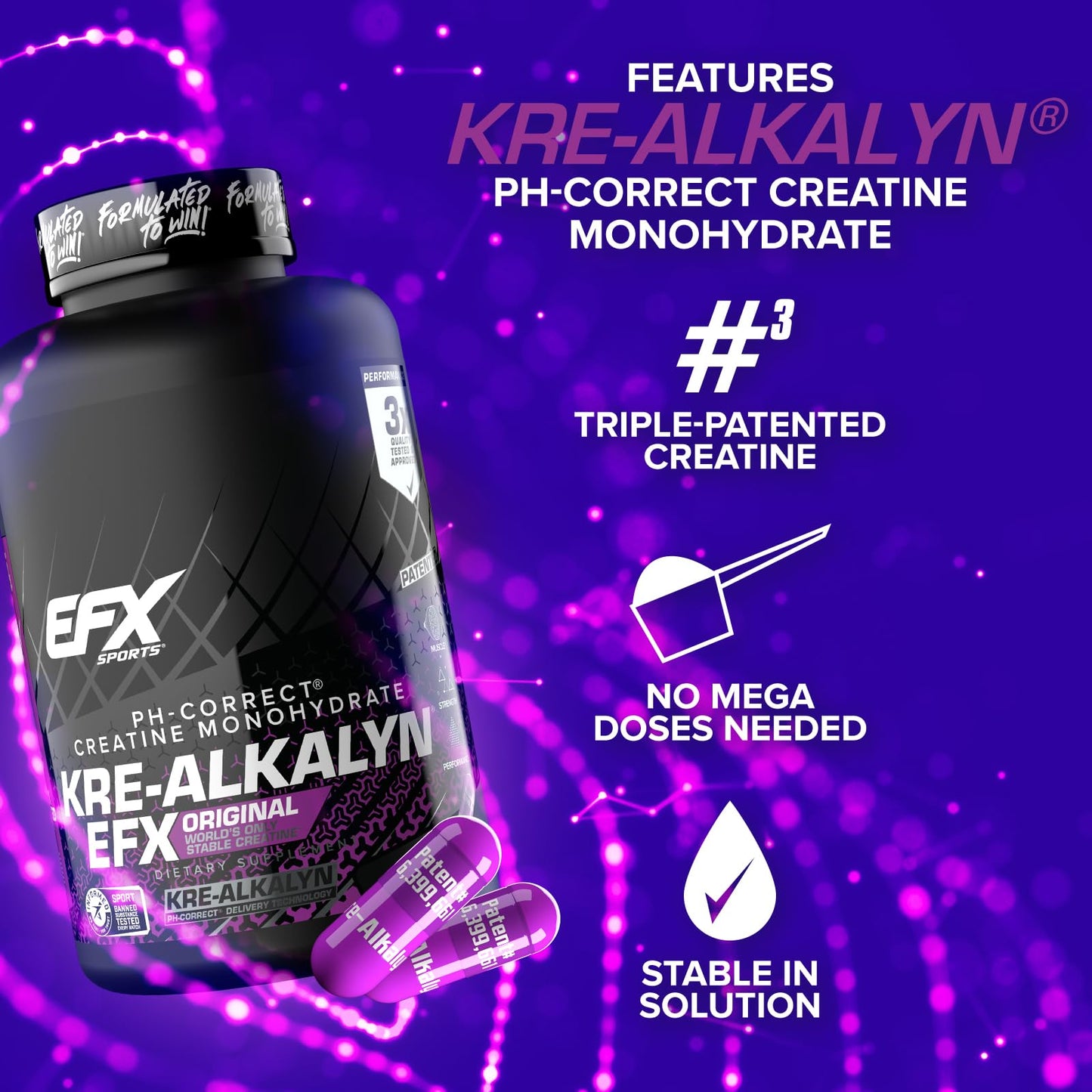 EFX Sports Kre-Alkalyn EFX Creatine Monohydrate Capsule, 240 Capsules