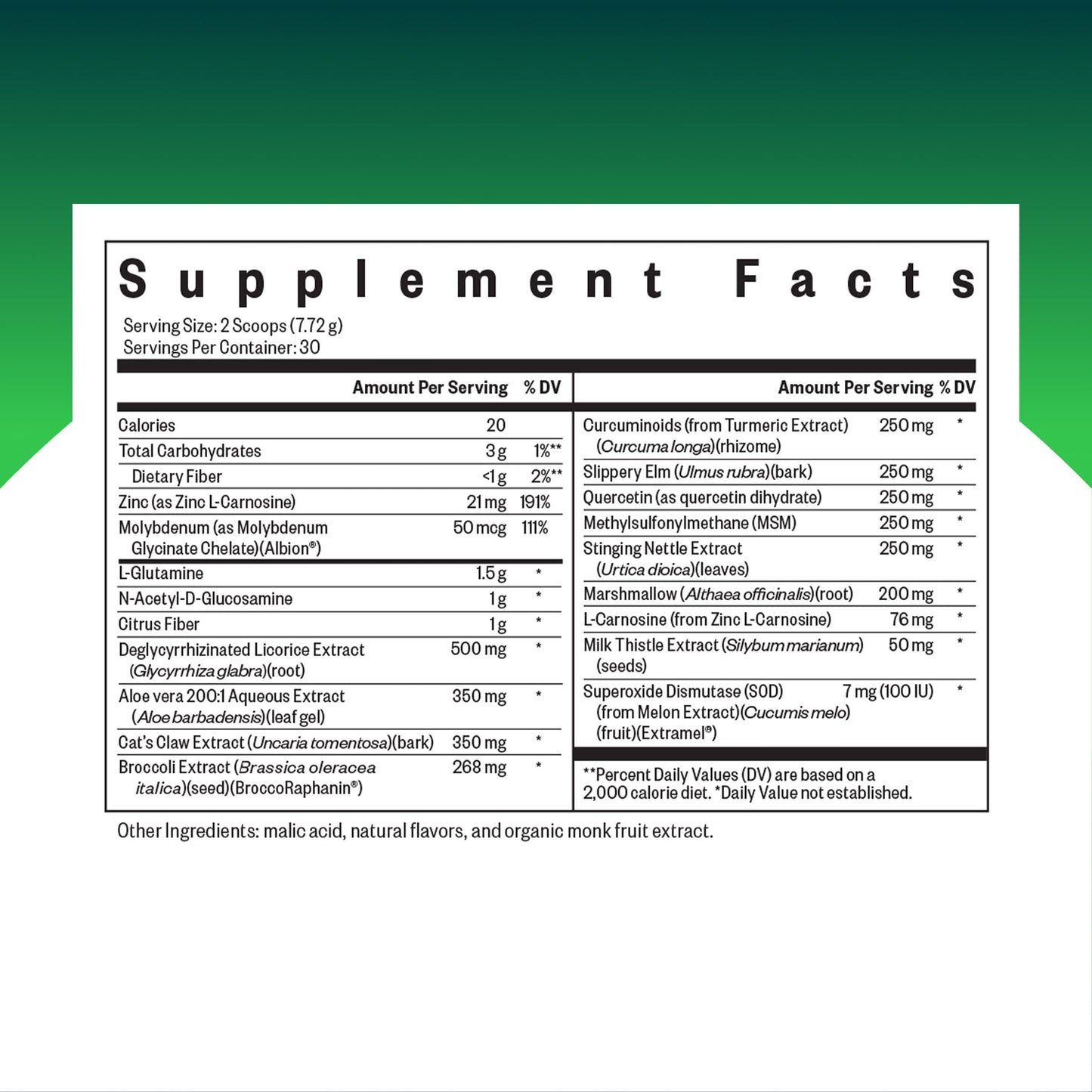 Seeking Health Gut Nutrients L-Glutamine Supplement with Zinc L-Carnosine Powder 8.04 oz