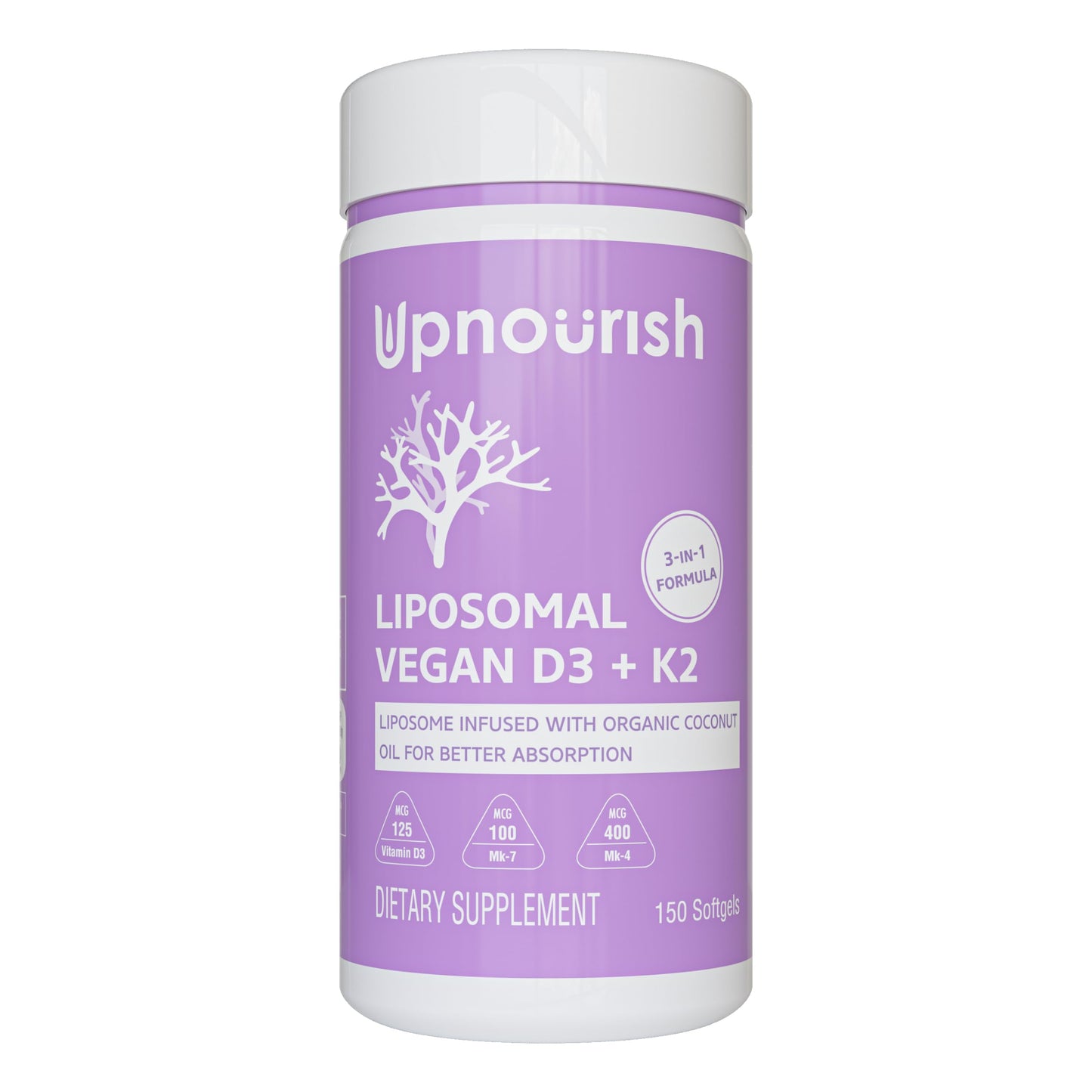 UpNourish Vitamin D3 and K2 Softgels, 150 Softgels
