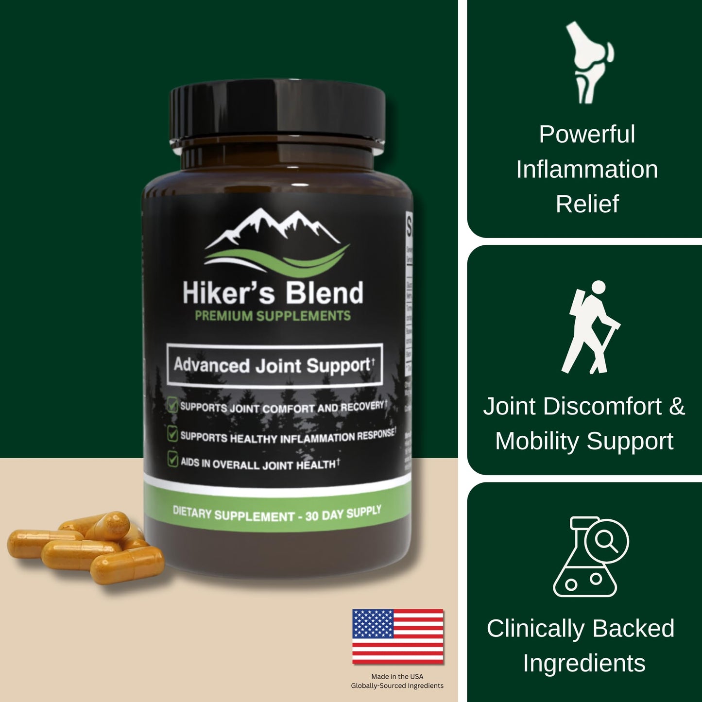 HIKER'S BLEND PREMIUM SUPPLEMENTS Advanced Joint Support Supplement Capsule 90 Count
