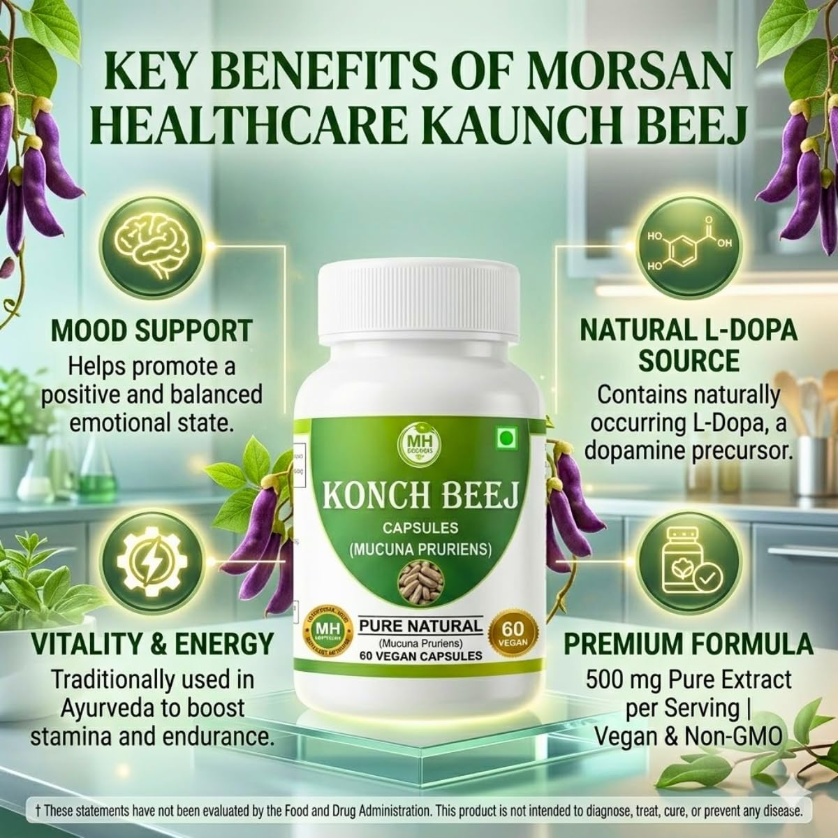 Morsan Healthcare Kaunch Beej 500mg Capsules, 60 Count