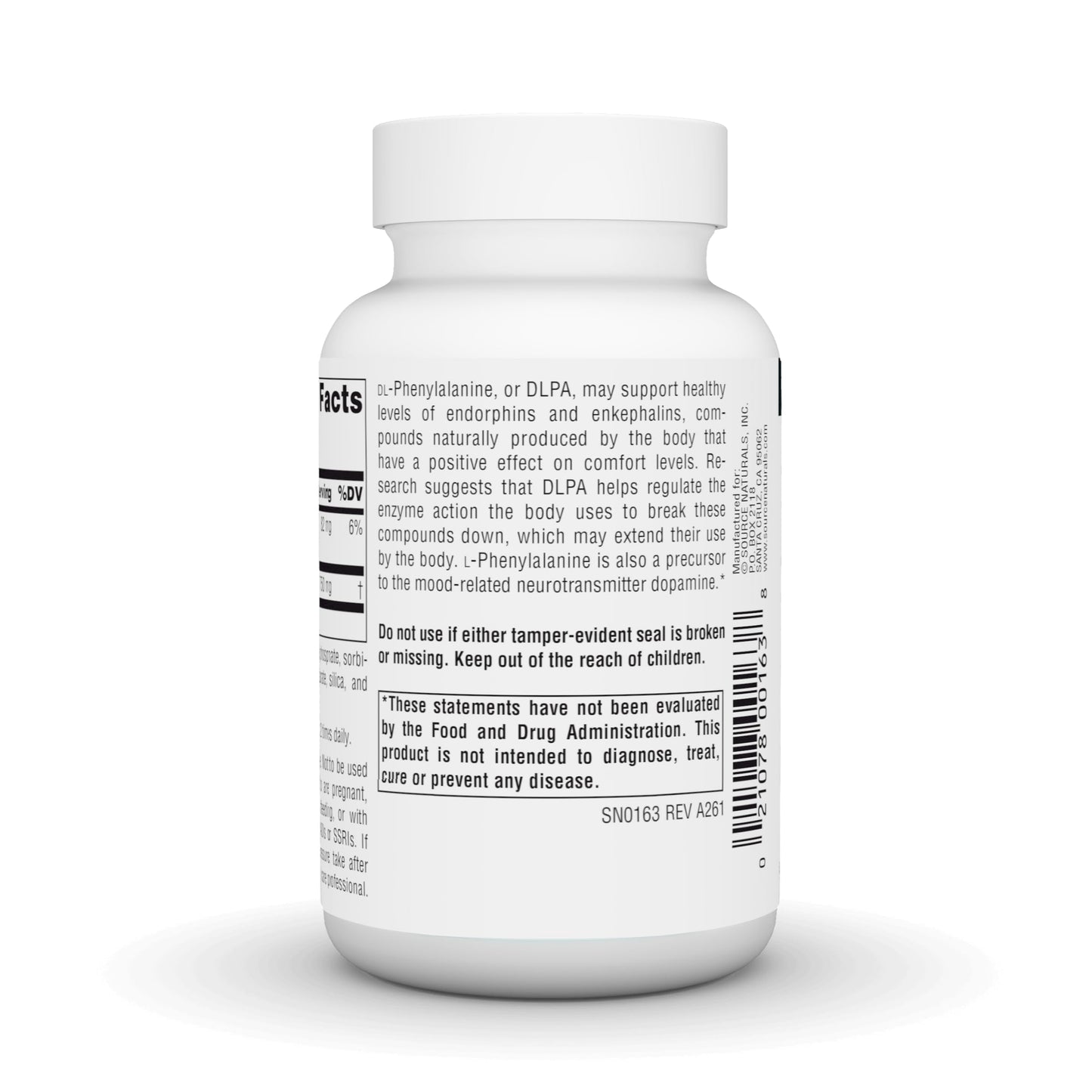 Source Naturals DLPA DL-Phenylalanine 375mg, 120 Tablets