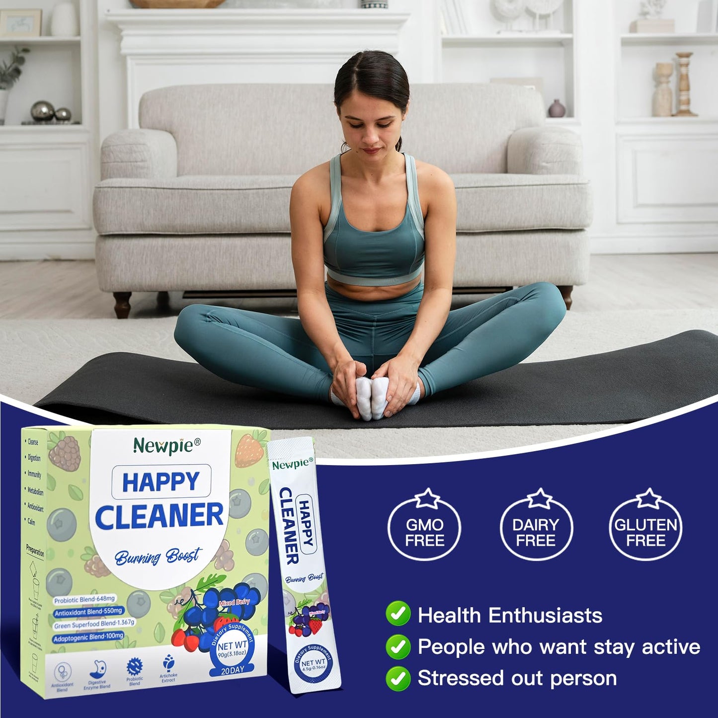 Blltzzz Newpie Superfoods Happy Cleaner Probiotic Powder 3.18 oz