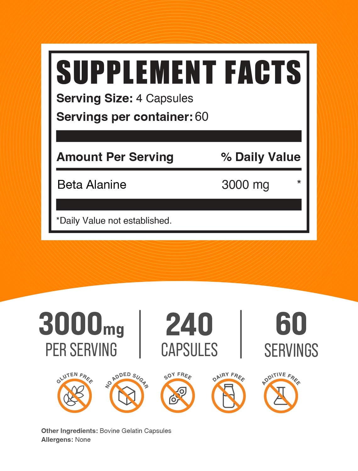 BulkSupplements Beta Alanine Capsules 240 Count