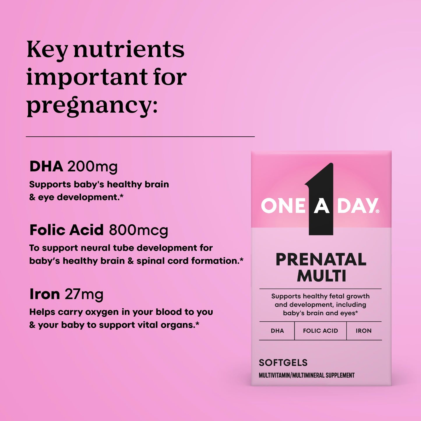 ONE A DAY Prenatal Vitamins Softgels 30 Count