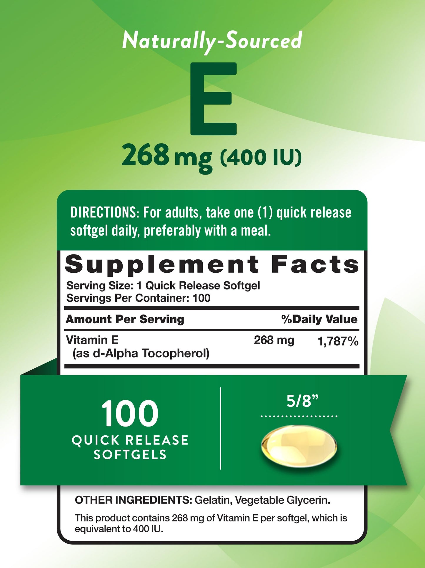 Nature's Truth Vitamin E 400 IU Softgels, 100 Count