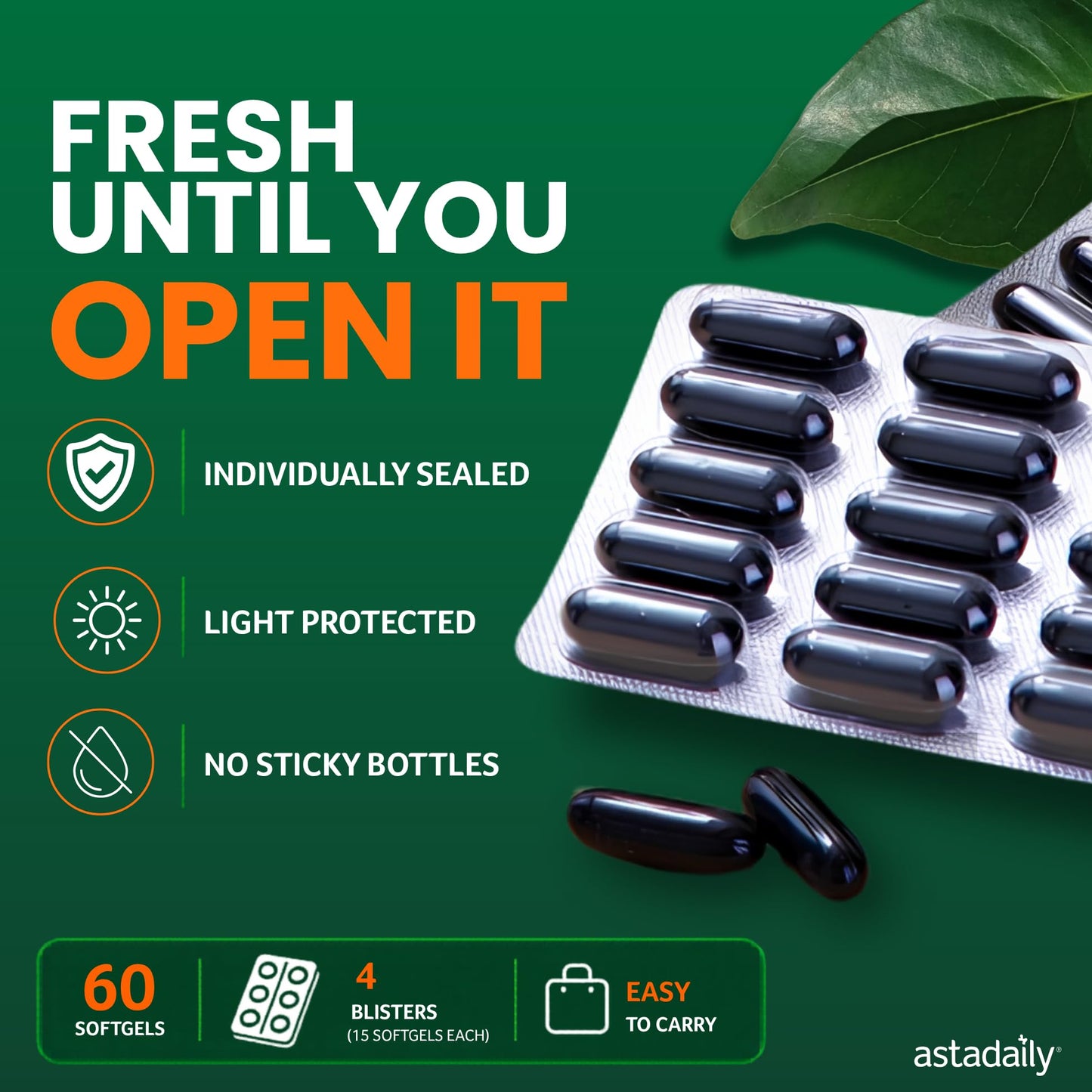 AstaDaily All-in-One Astaxanthin Supplements 60 Softgels