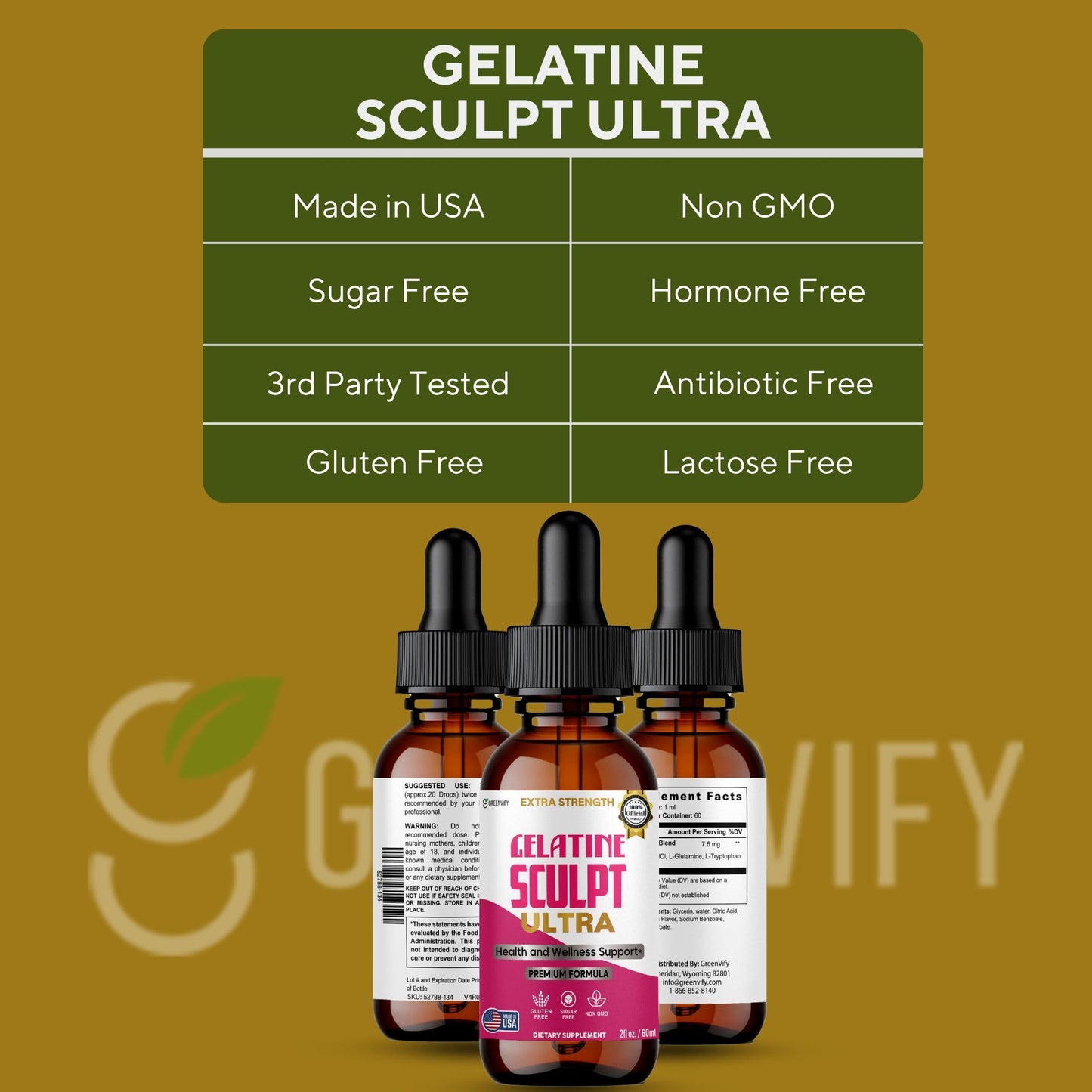 GREENVIFY Gelatine Sculpt Ultra Health and Wellness Support, 60 Capsules