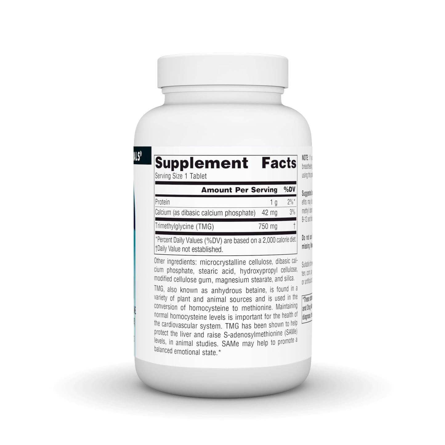 Source Naturals TMG Trimethylglycine (Anhydrous Betaine) 750 mg Tablet, 120 Vegetarian Tablets