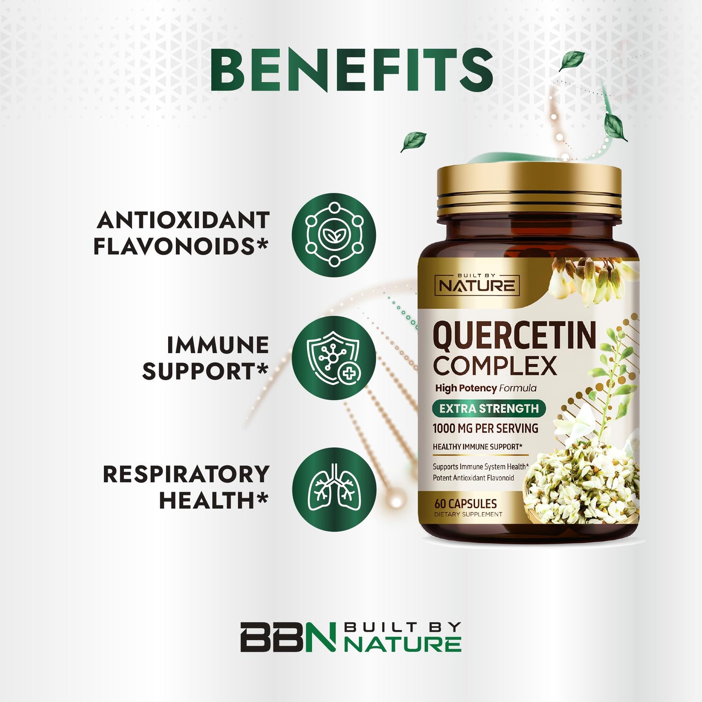 Built by Nature Quercetin 1000mg Veggie Capsules 60 Count