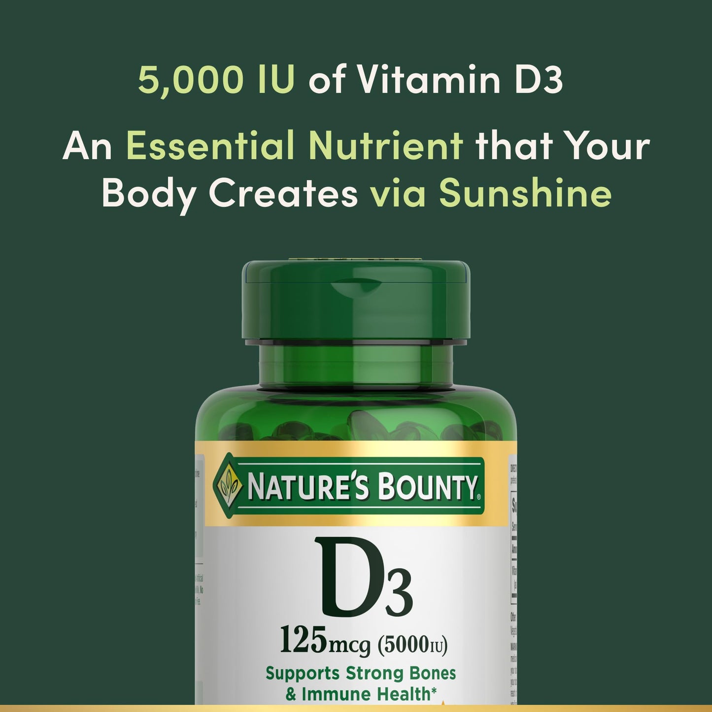 Nature's Bounty Vitamin D3 5000 IU Softgel 150 Count