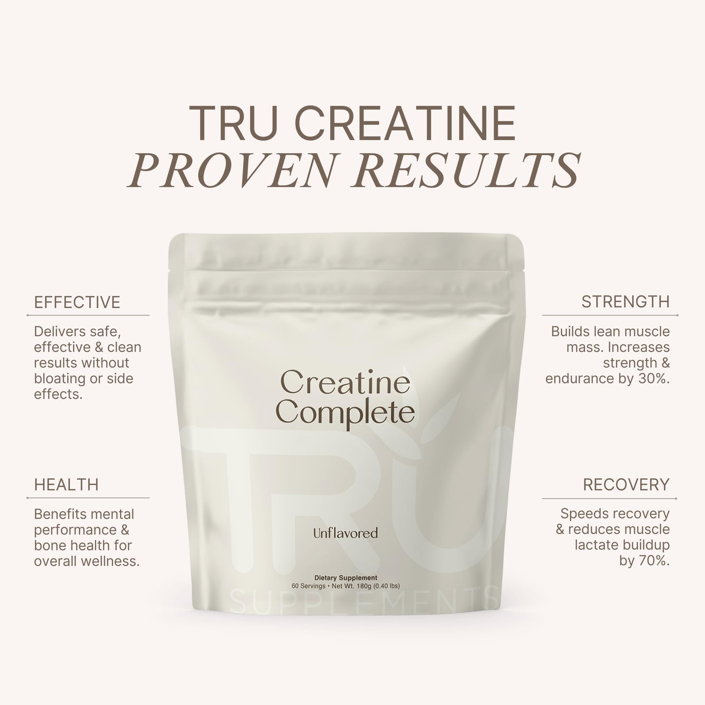 TRU Supplements Creatine Powder 8.81 Ounce (Pack of 1), 60 Servings