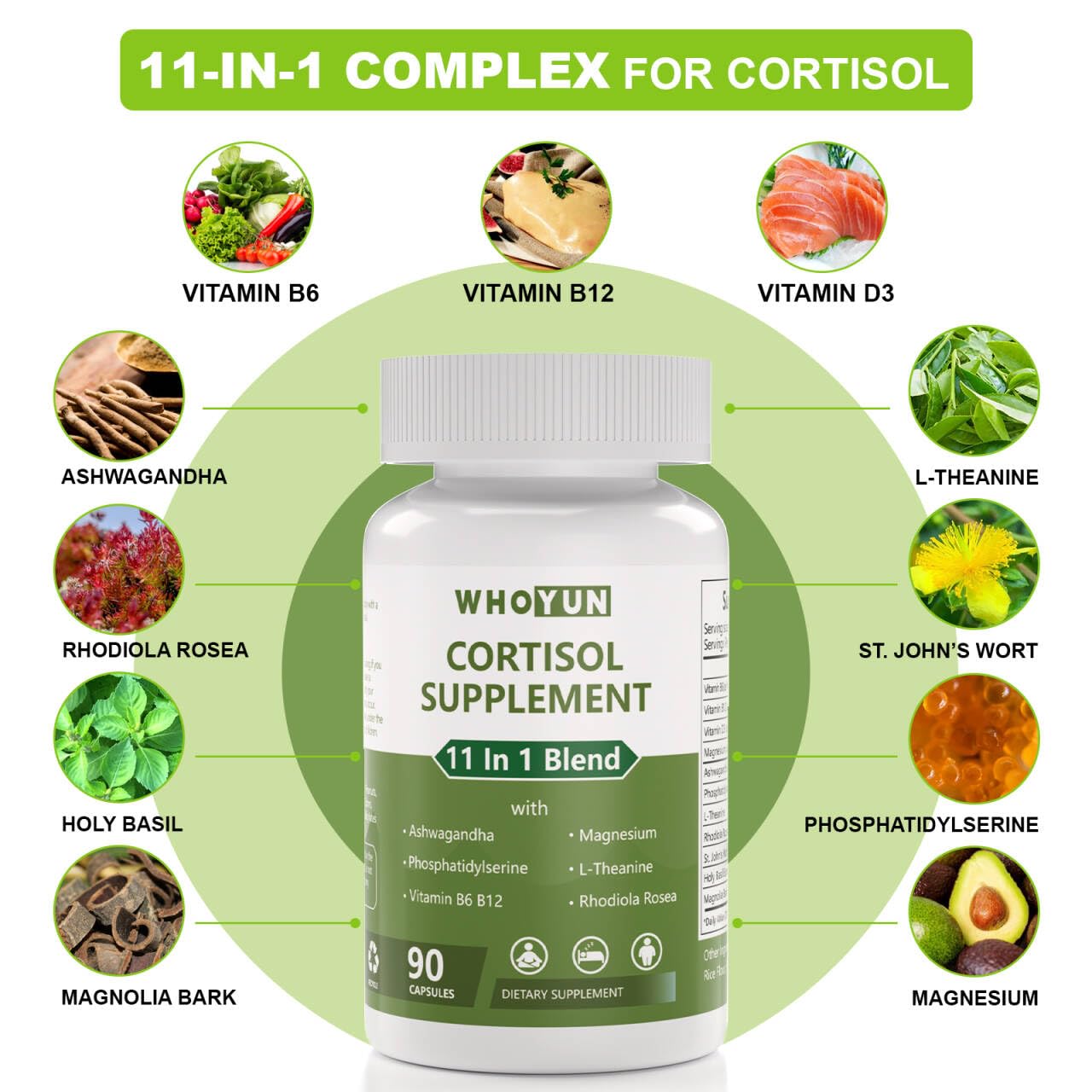 Whoyun Cortisol Supplement for Women 90 Capsules