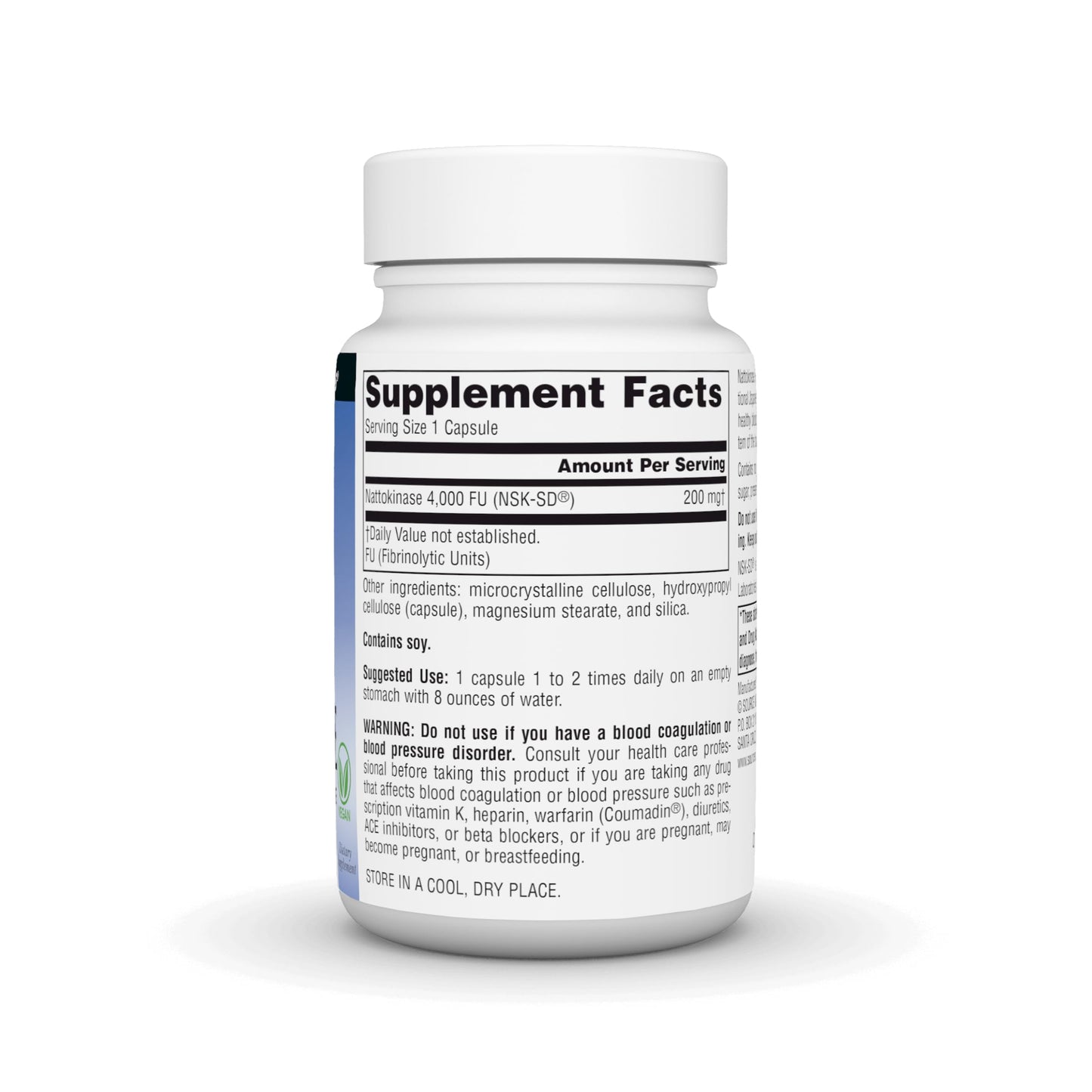 Source Naturals NSK-SD Nattokinase Vegetarian Friendly Whole Body Systemic Enzyme for Healthy Circulation, 200 mg, 60 Capsules