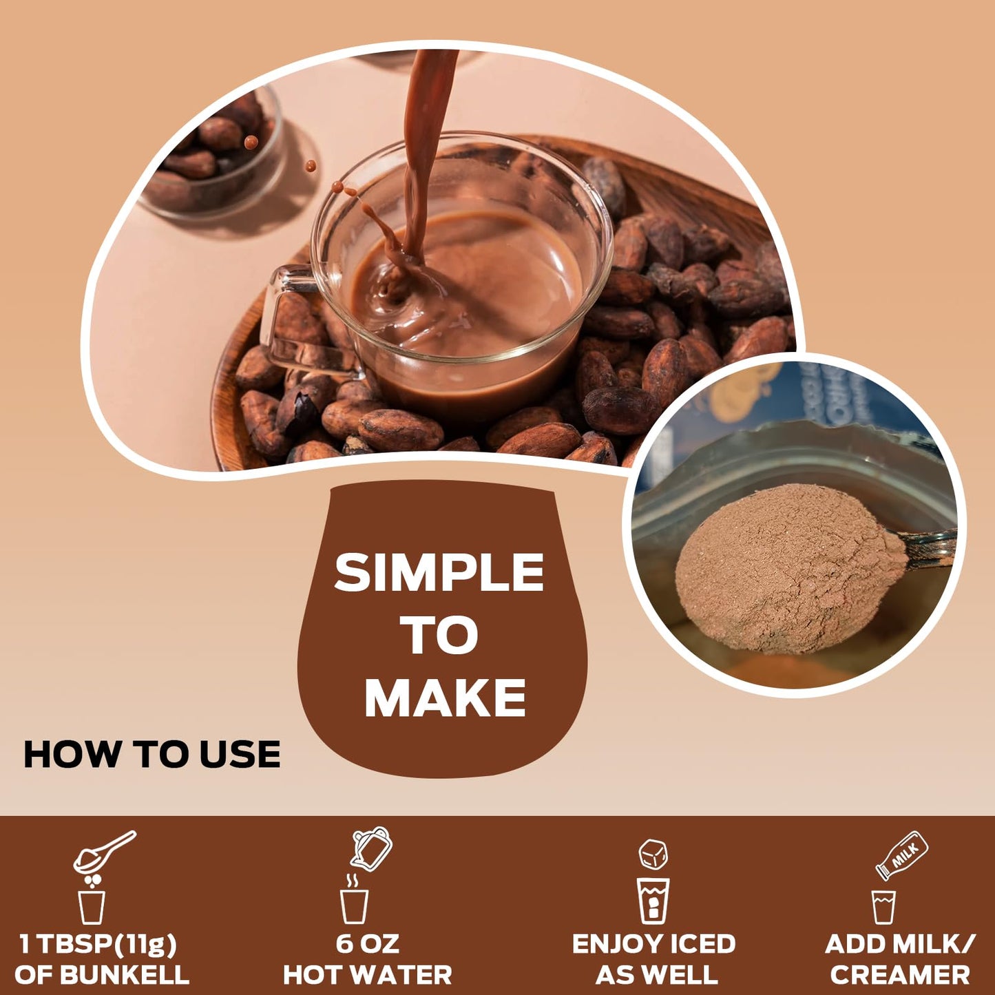 Bunkell Mushroom Hot Cocoa Powder, 9.7 oz
