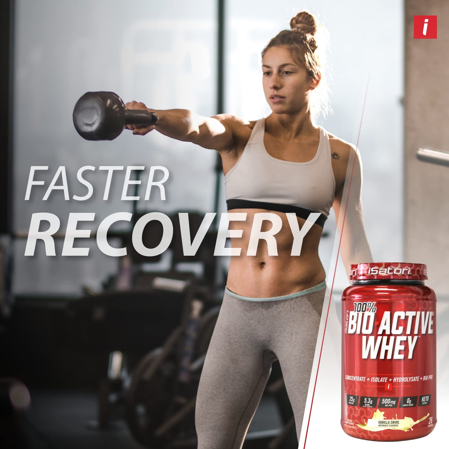 iSatori Bio-GRO Vanilla Ice Cream Protein Powder & Bio-Active Whey Protein Powder Unflavored, 40.5 Servings