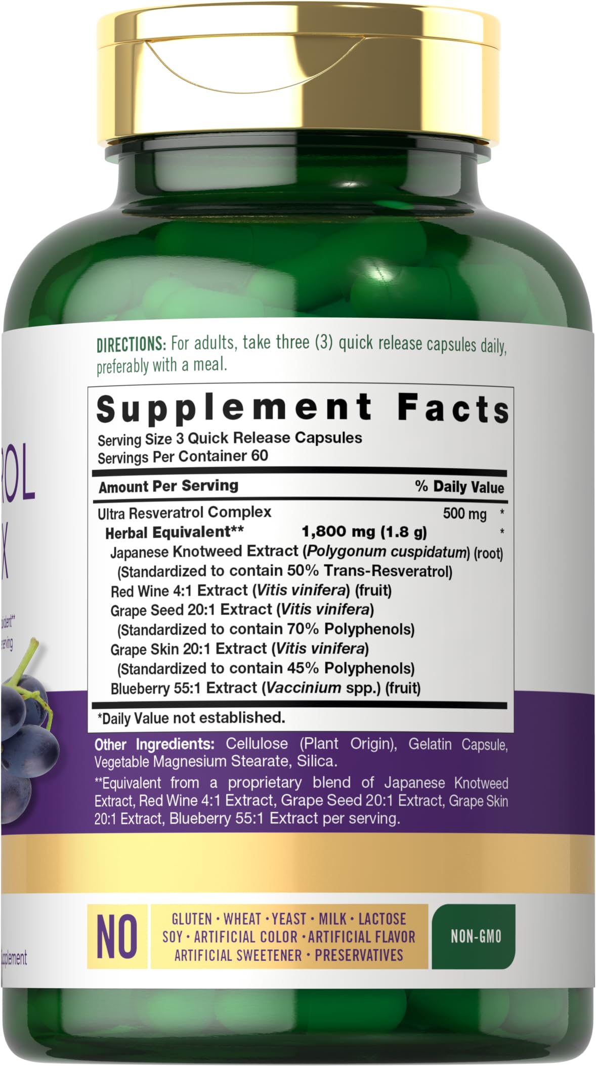 Carlyle Resveratrol Complex Capsules, 180 Count