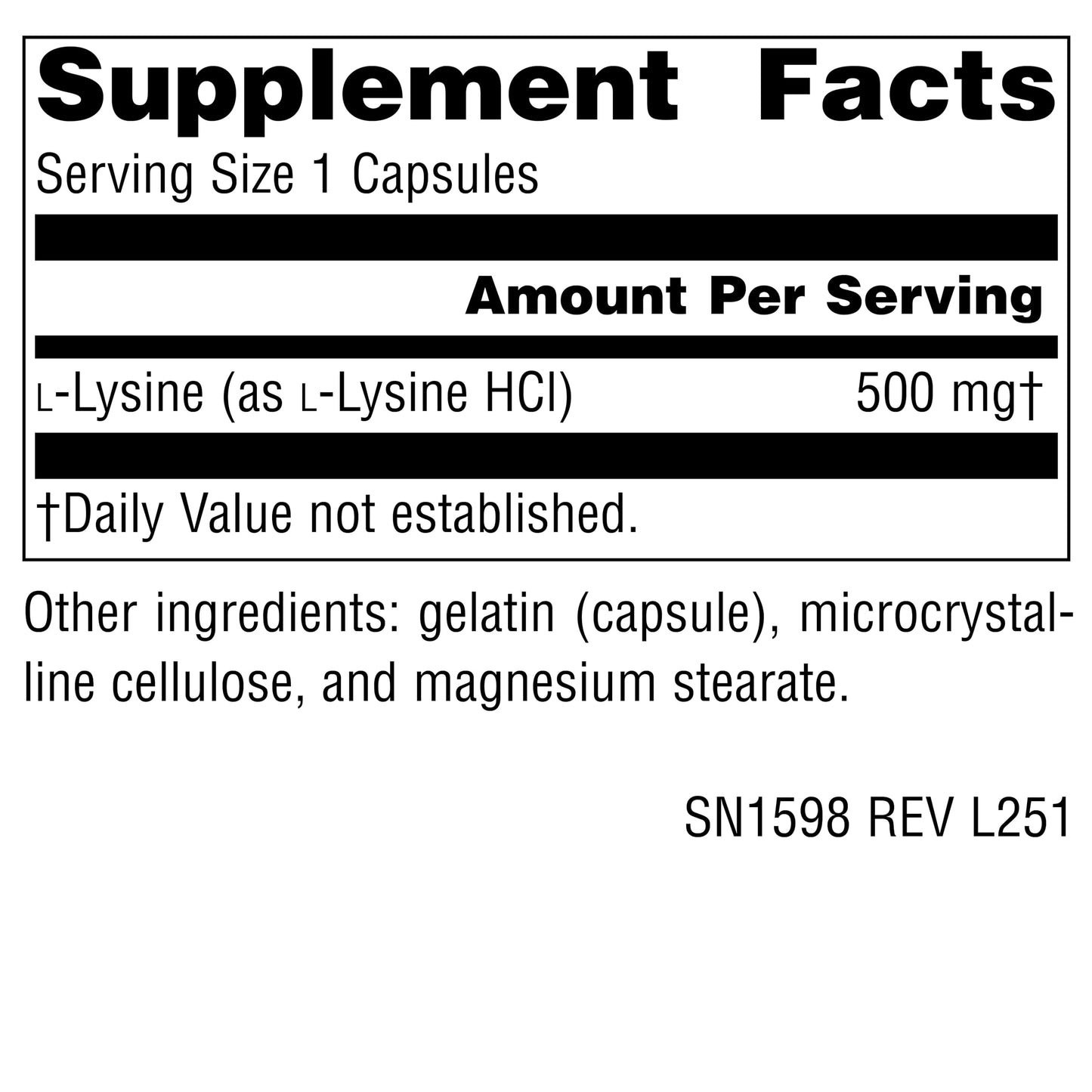 Source Naturals L-Lysine Free Form 500 mg Capsule, 200 Capsules
